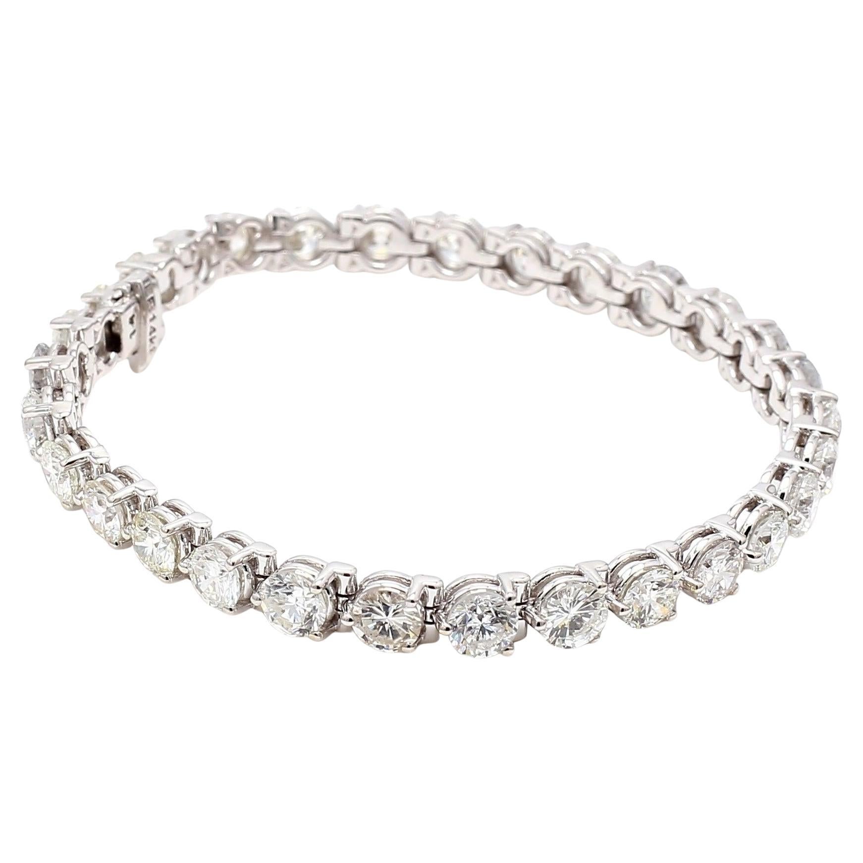 Bracelet tennis en or blanc 14 carats avec diamants ronds brillants de 14,22 carats H SI1