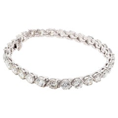 14.22 Carat Round Brilliant H SI1 Diamond 14 Karat White Gold Tennis Bracelet