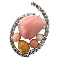 Ciondolo in platino con perle e diamanti da 14,22 carati - Tutti Frutti - Stupendo!