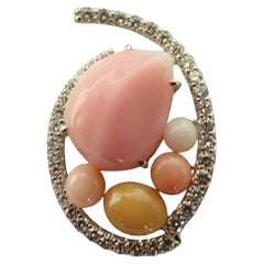 14.22ct Conch Pearl & Diamond Platinum Pendant - Tutti Frutti - Stunning!