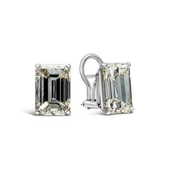 Roman Malakov GIA Certified 14.22 Carat Total Emerald Cut Diamond Stud Earrings