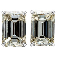 Roman Malakov GIA Certified 14.22 Carats Total Emerald Cut Diamond Stud Earrings