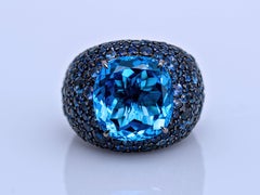 14.24 Carat London Blue Topaz Ring