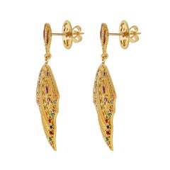 14.24 Grams Etruscan Revival Enamel Dangle Earrings in Yellow Gold