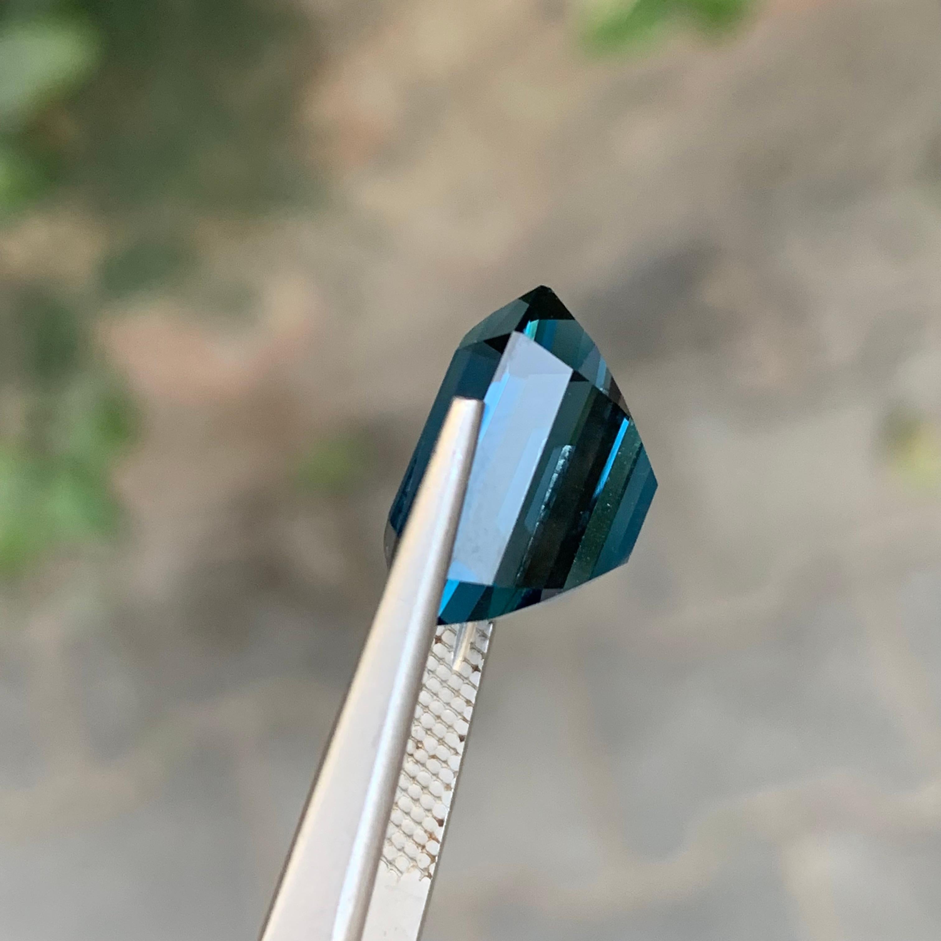14.25 Carat Natural Loose London Blue Topaz Emerald Shape Gem For Sale 7