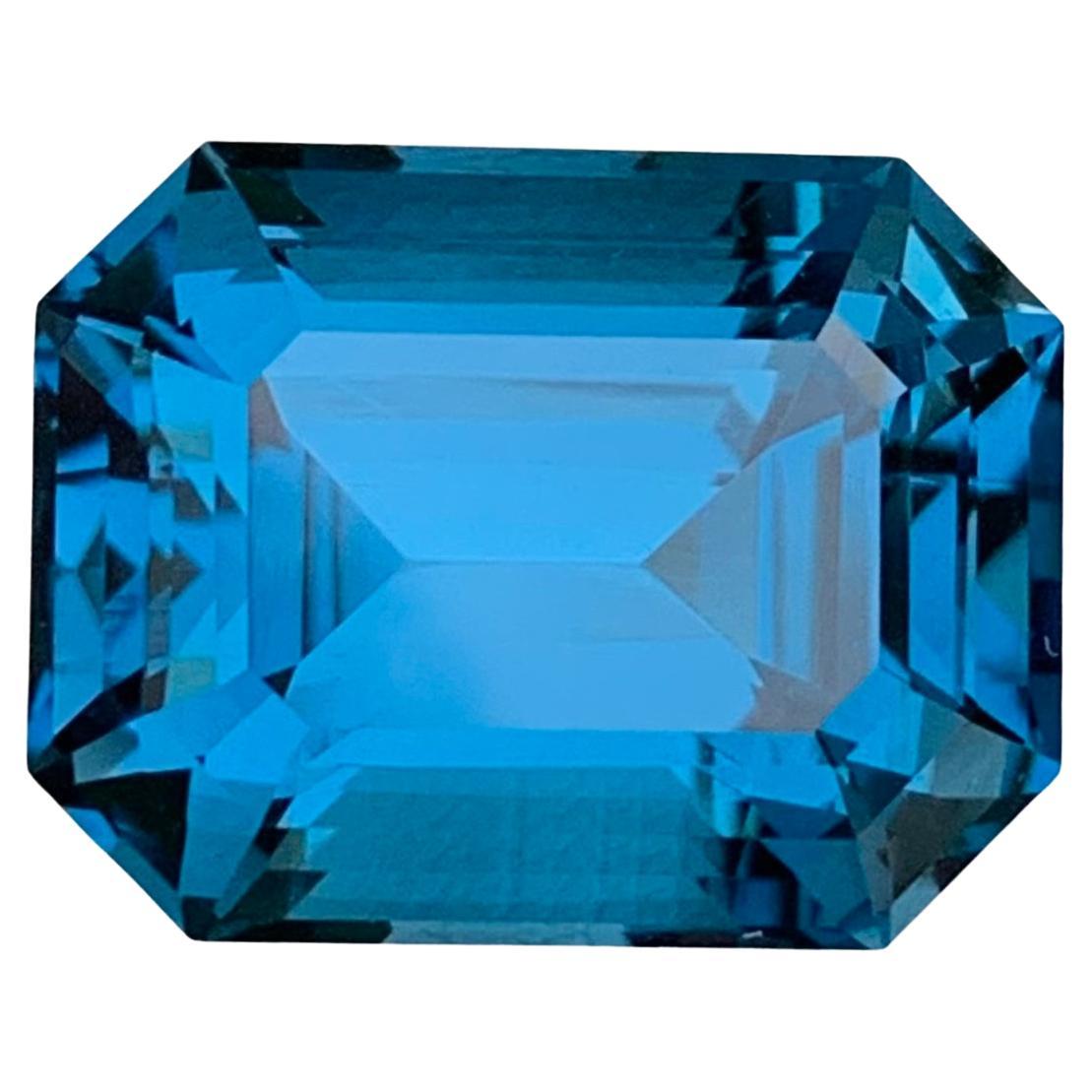 14.25 Carat Natural Loose London Blue Topaz Emerald Shape Gem