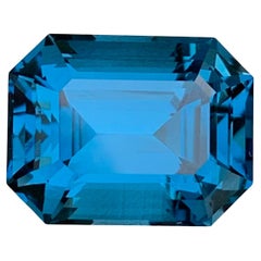 14.25 Carat Natural Loose London Blue Topaz Emerald Shape Gem