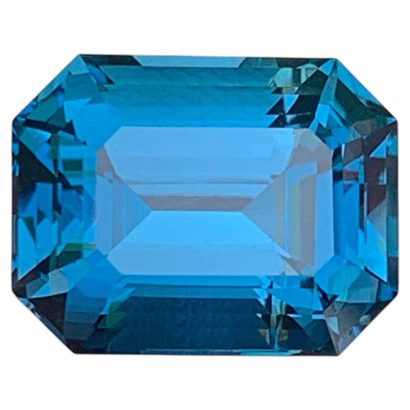 14.25 Carat Natural Loose London Blue Topaz Stone Emerald Cut African Gemstone