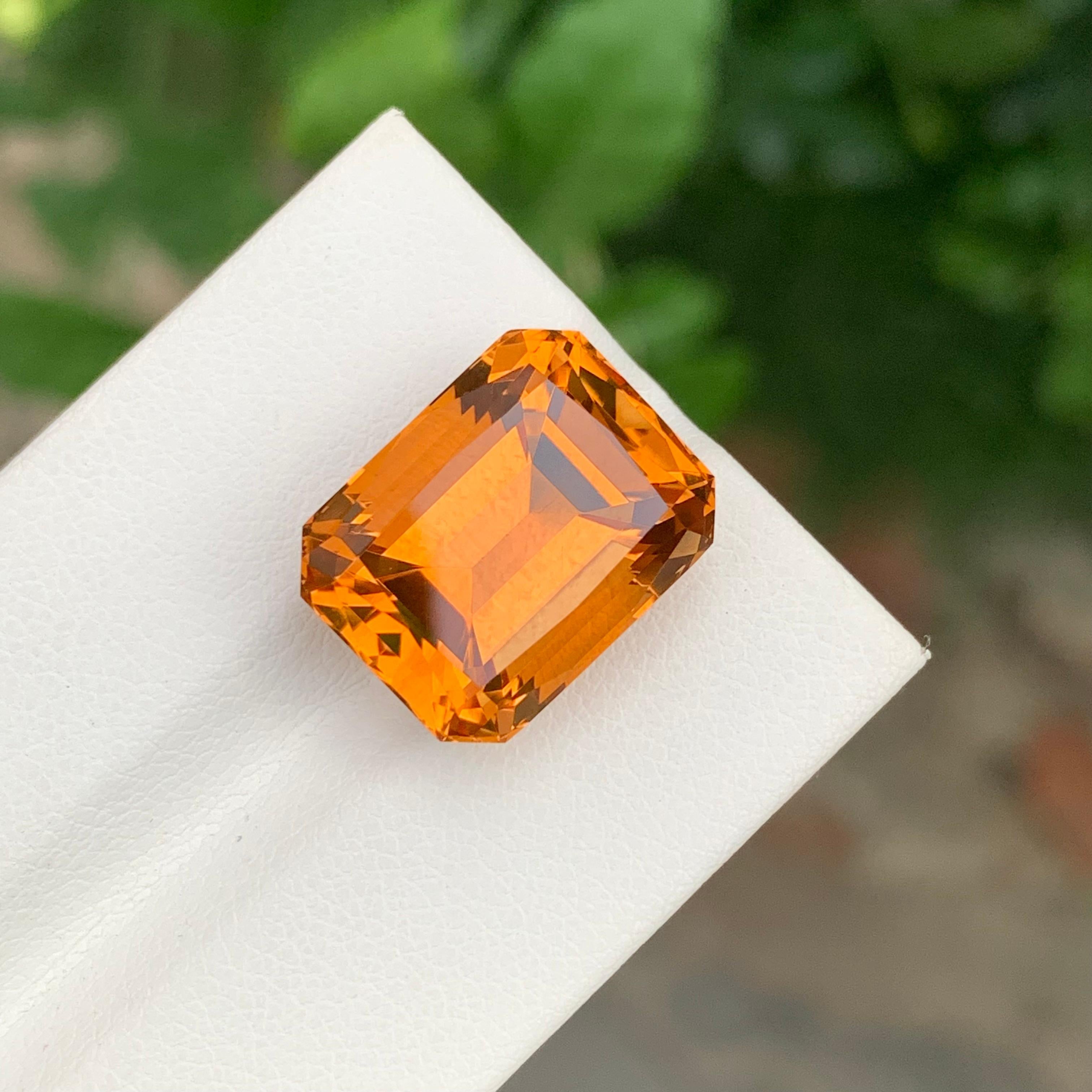 14.25 Carat Natural Loose Madeira Citrine Emerald Shape Gem For Necklace For Sale 5