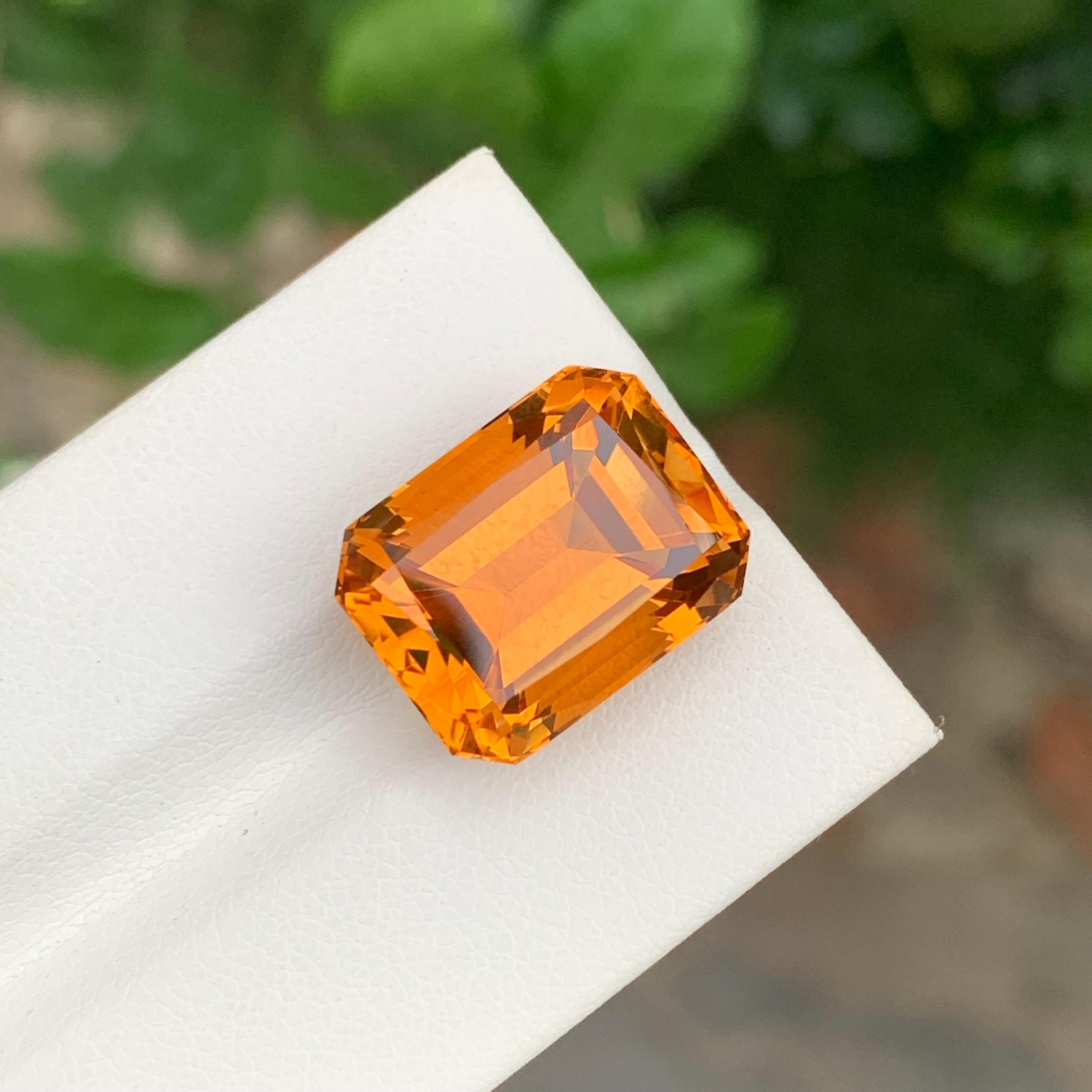 14.25 Carat Natural Loose Madeira Citrine Emerald Shape Gem For Necklace For Sale 6