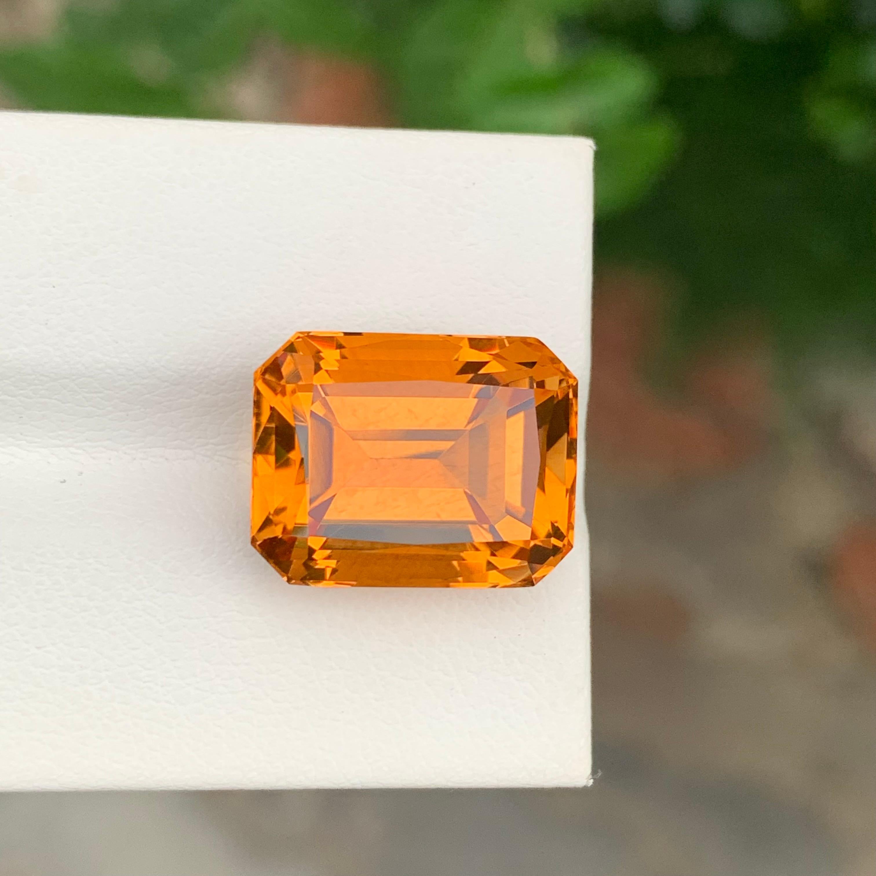 14.25 Carat Natural Loose Madeira Citrine Emerald Shape Gem For Necklace For Sale 7