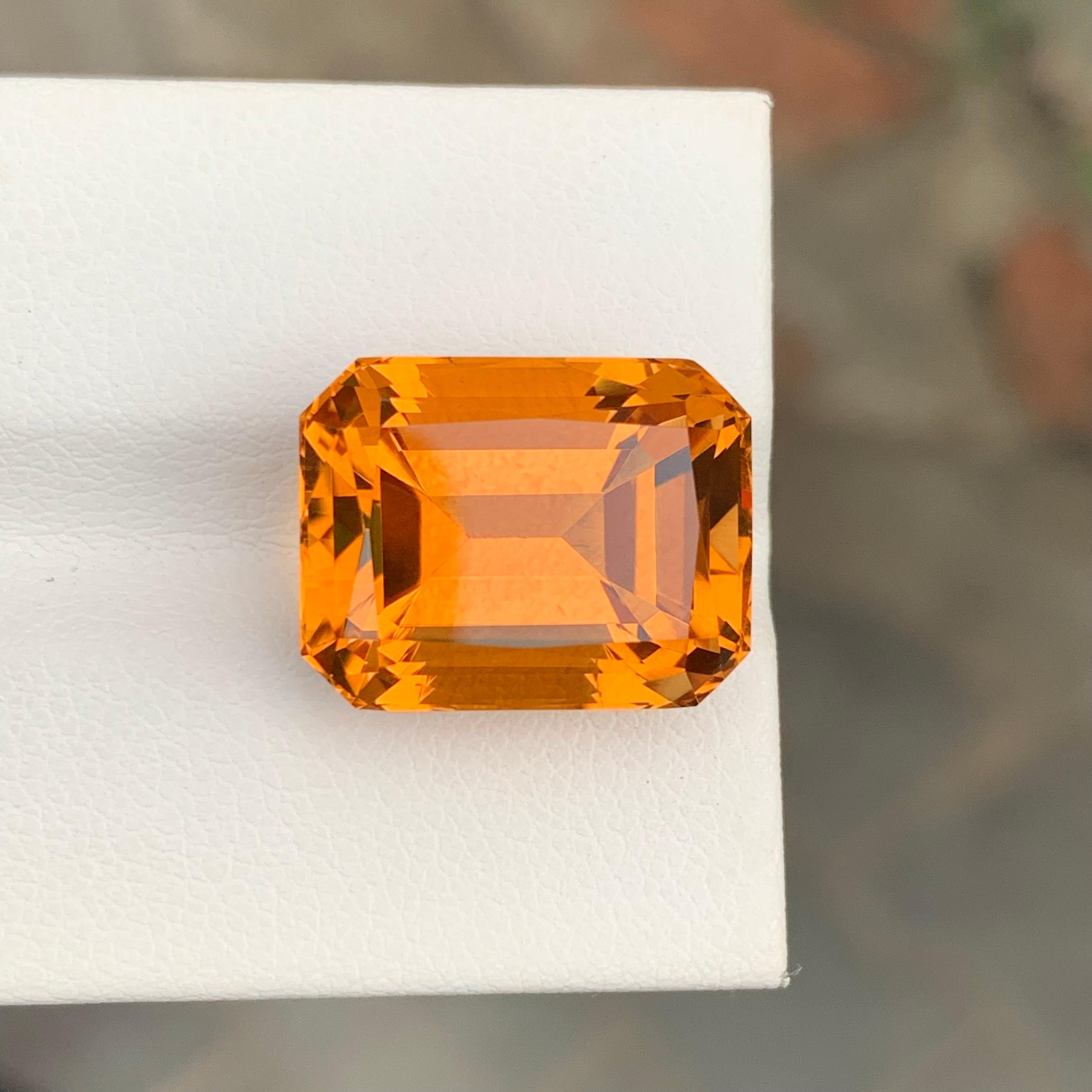 14.25 Carat Natural Loose Madeira Citrine Emerald Shape Gem For Necklace For Sale 1