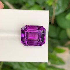 14.25 Carat Natural Loose Majestic Purple Amethyst Emerald Cut Brazilian Gem