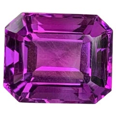 14.25 Carat Natural Loose Majestic Purple Amethyst Emerald Cut Brazilian Gem