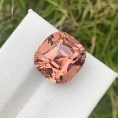 14.25 Carat Natural Loose Peach Pink Tourmaline Cushion Shape from Kunar Mine