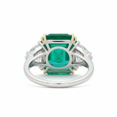 14.25 Carat Zambian Emerald & Half Moon Diamond Platinum and 18K