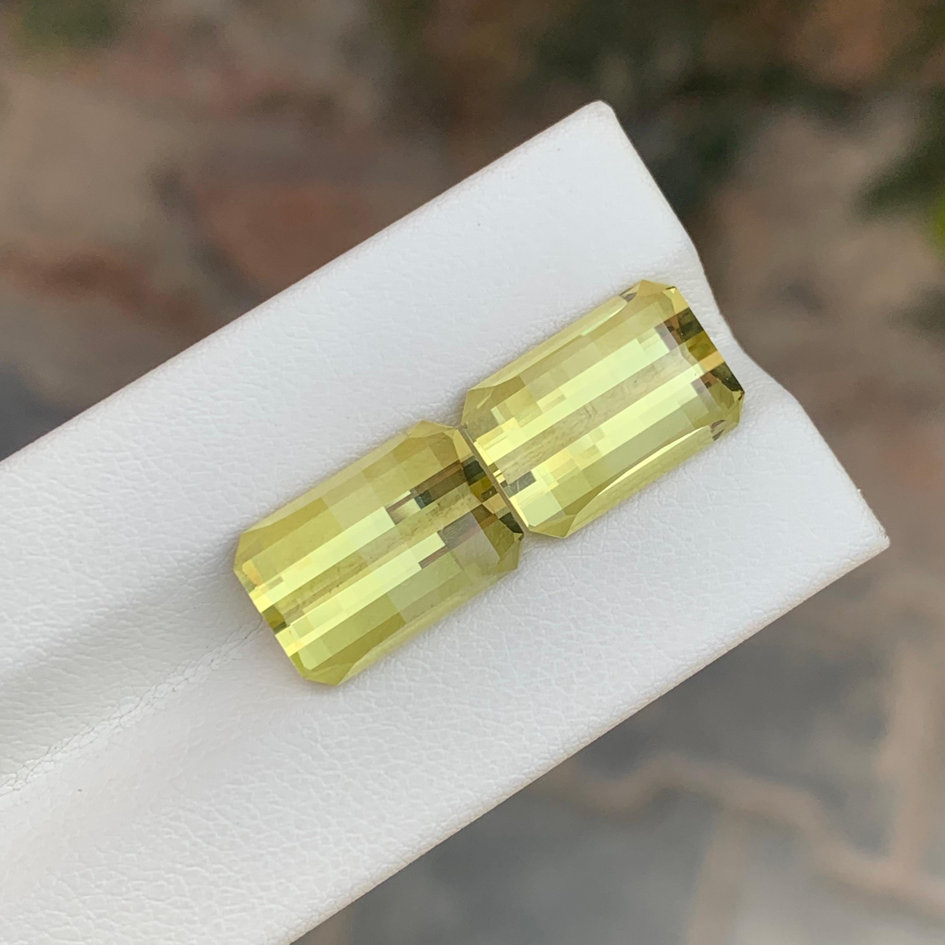 Parure de quartz jaune citron naturel non serti de 14,25 carats, pierres précieuses de taille pixelisée en vente 7