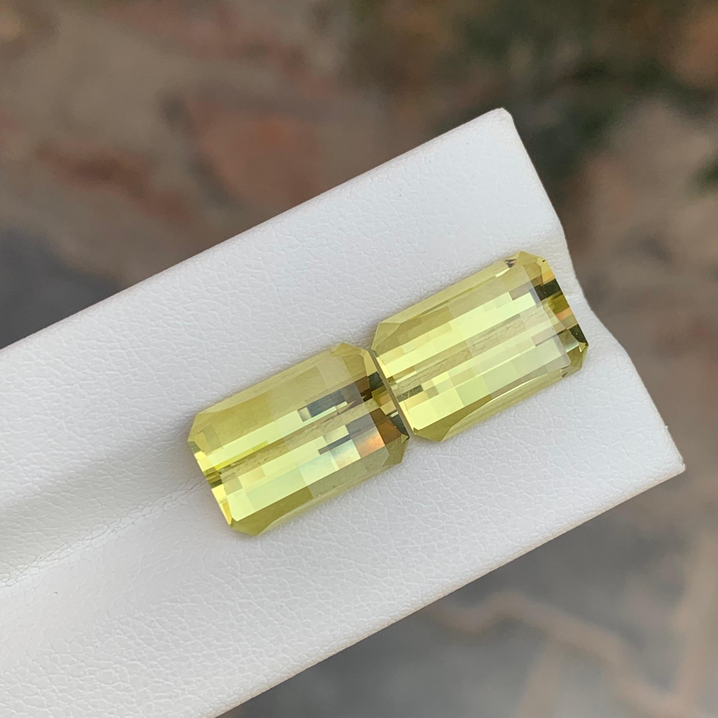 Parure de quartz jaune citron naturel non serti de 14,25 carats, pierres précieuses de taille pixelisée en vente 9