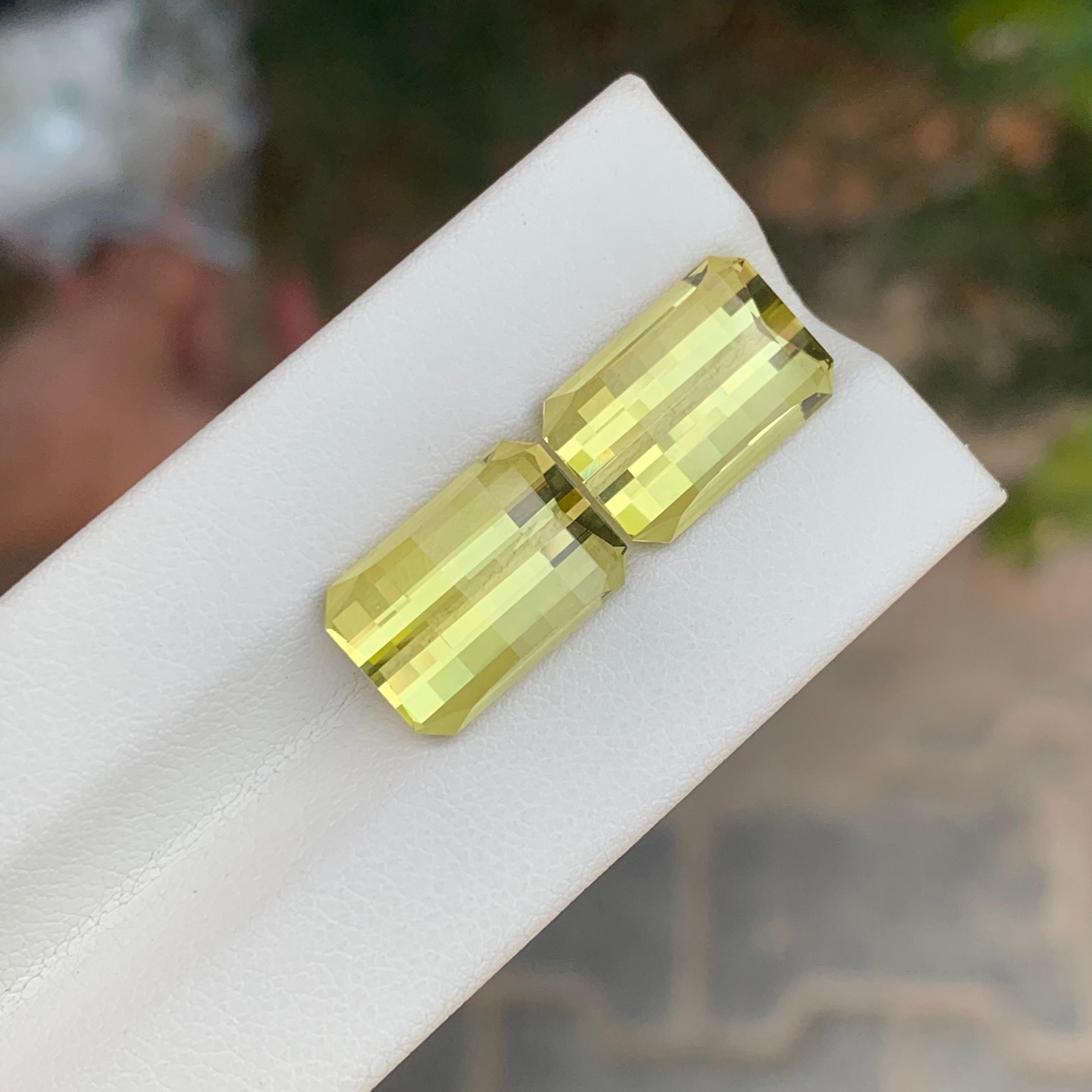 Taille mixte Parure de quartz jaune citron naturel non serti de 14,25 carats, pierres précieuses de taille pixelisée en vente