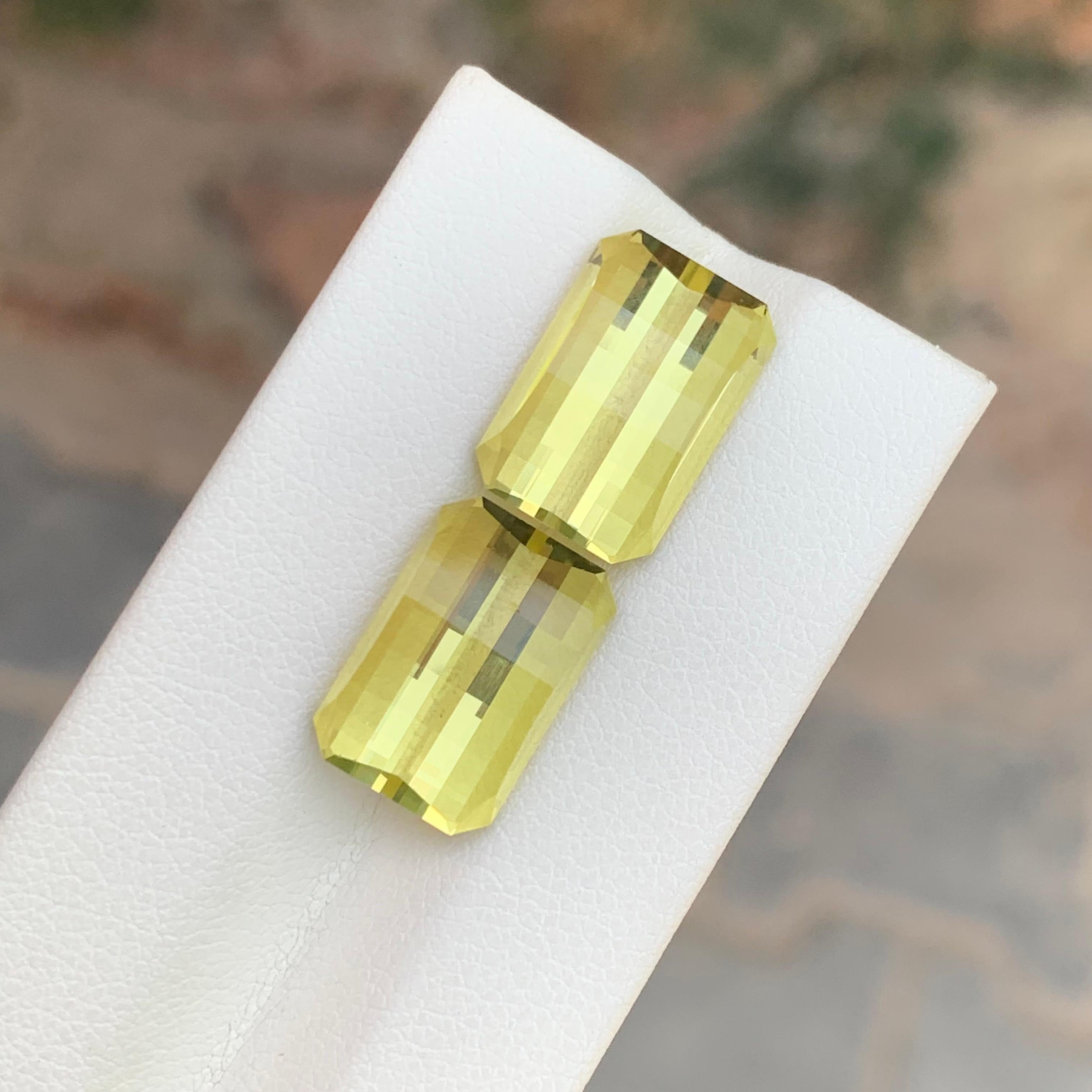 Parure de quartz jaune citron naturel non serti de 14,25 carats, pierres précieuses de taille pixelisée Neuf - En vente à Peshawar, PK