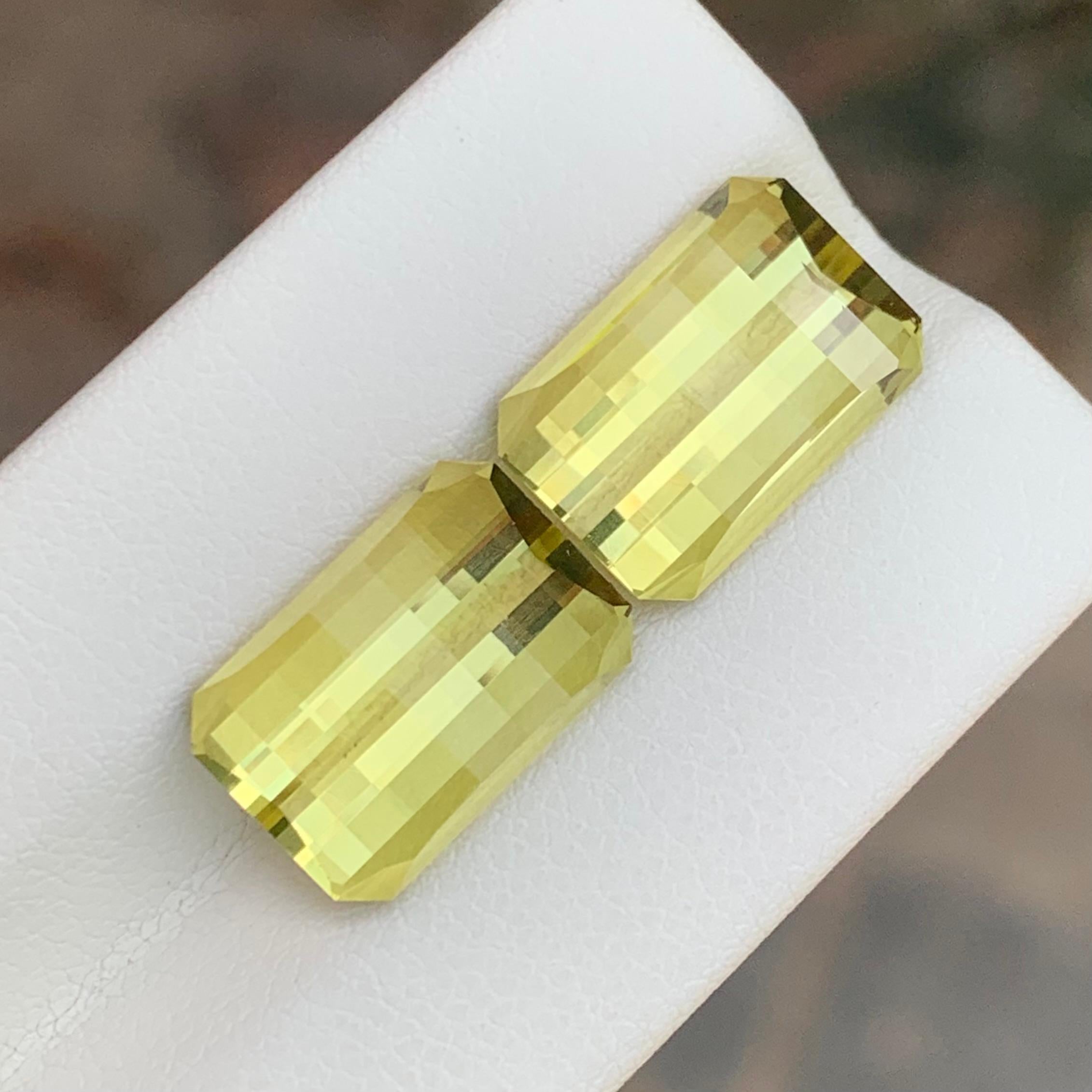 Parure de quartz jaune citron naturel non serti de 14,25 carats, pierres précieuses de taille pixelisée en vente 1
