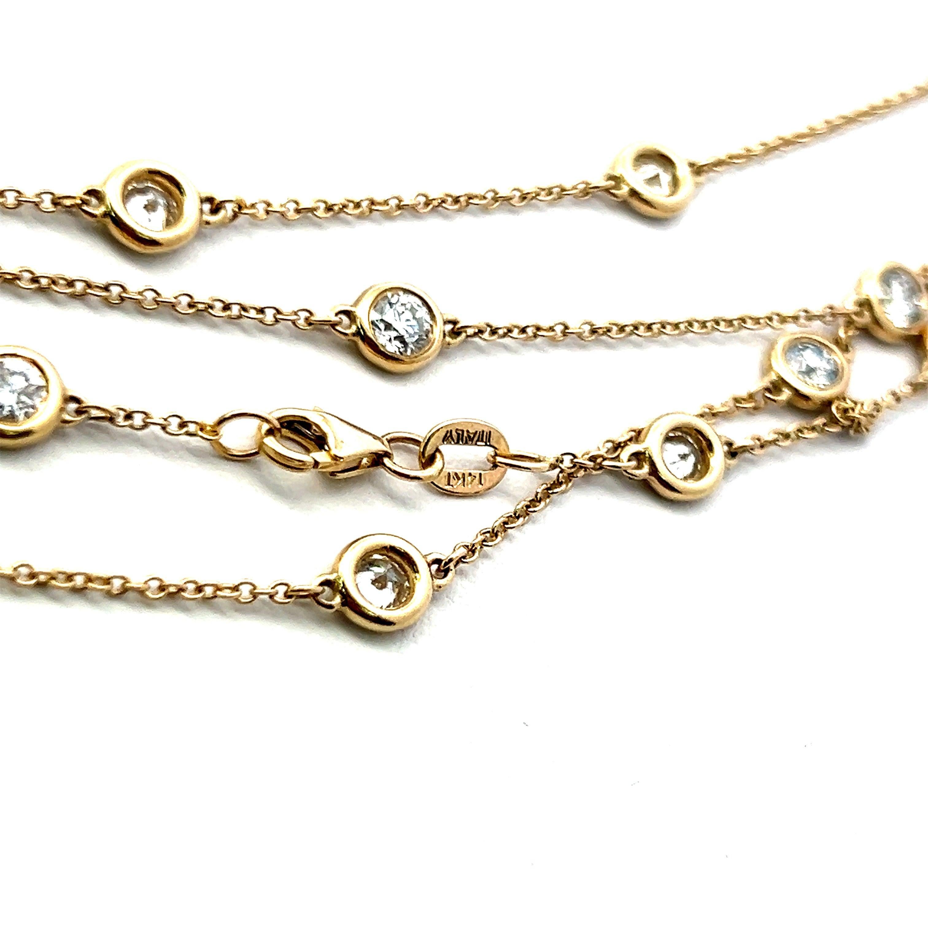 14,26 carati di diamante rotondo Brilliante in oro giallo 14K Collana di diamanti da giardino in vendita 1