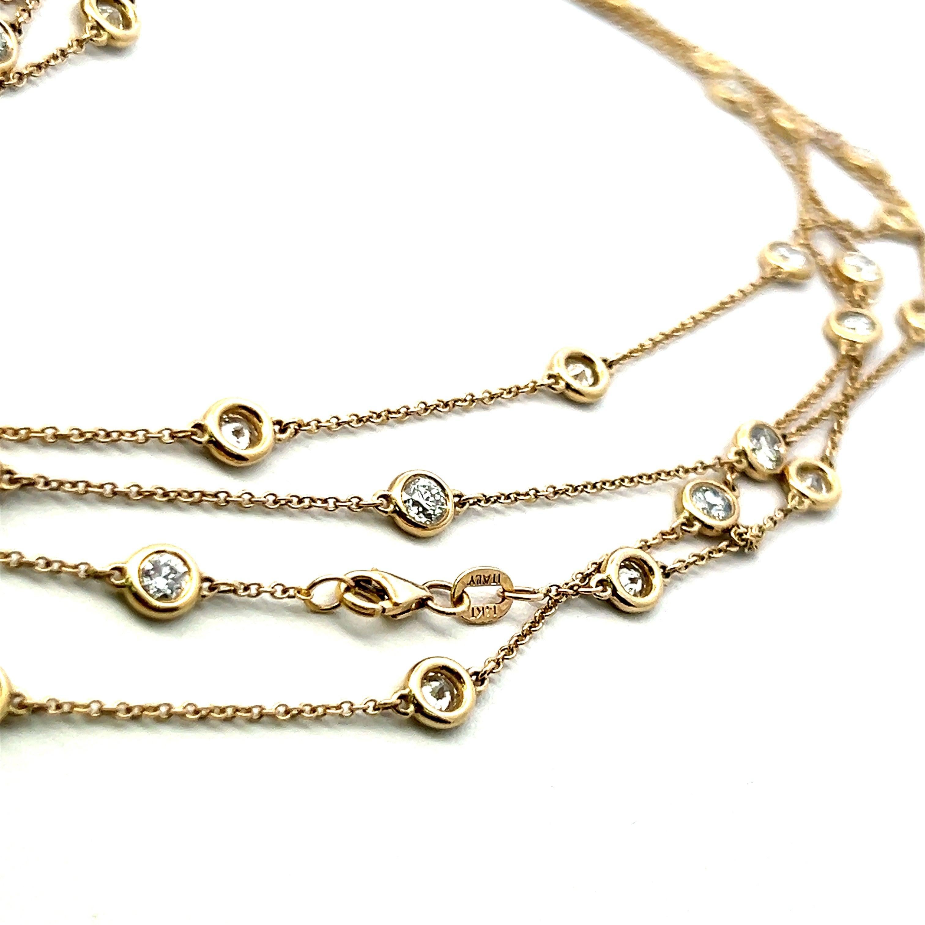 14,26 carati di diamante rotondo Brilliante in oro giallo 14K Collana di diamanti da giardino in vendita 2