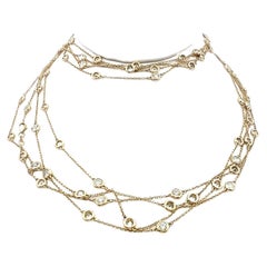 14.26 Carat Round Brilliant Diamond 14K Yellow Gold Diamond by the Yard Necklace
