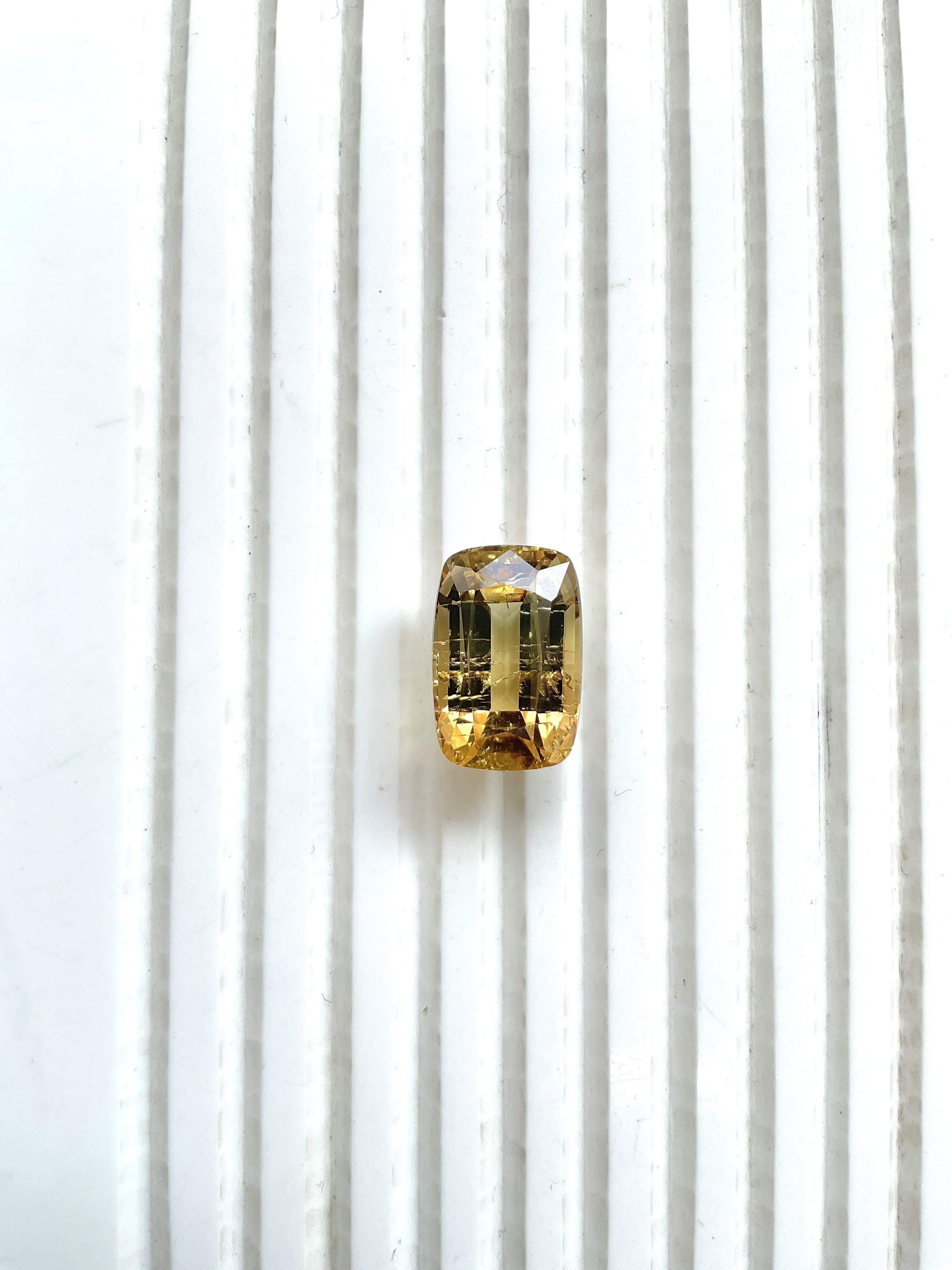 Art Deco 14.28 Carat Yellow Orange Tourmaline Cushion Cut Stone For Jewelry Natural Gem For Sale