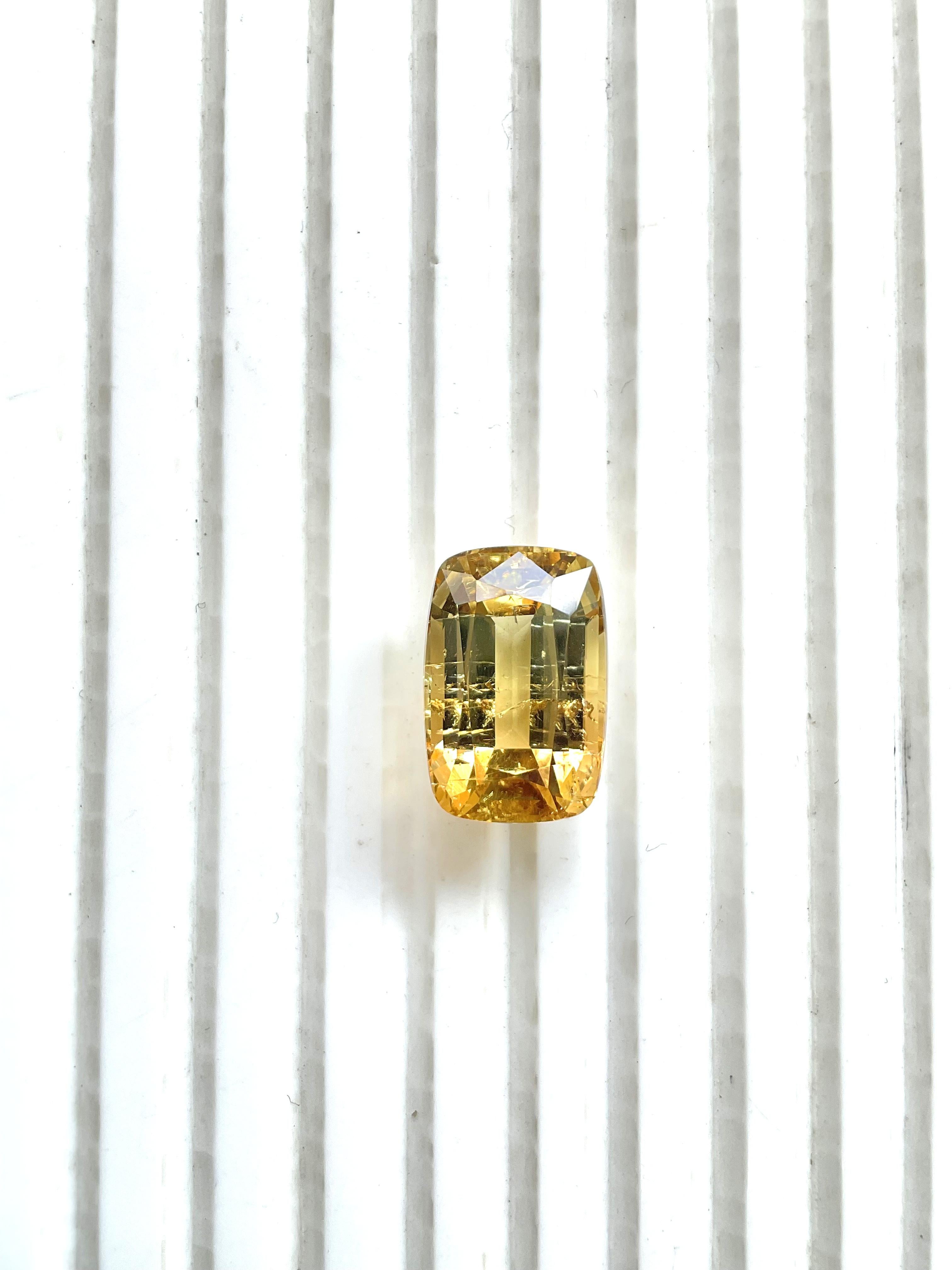 14.28 Carat Yellow Orange Tourmaline Cushion Cut Stone For Jewelry Natural Gem In New Condition For Sale In Jaipur, RJ