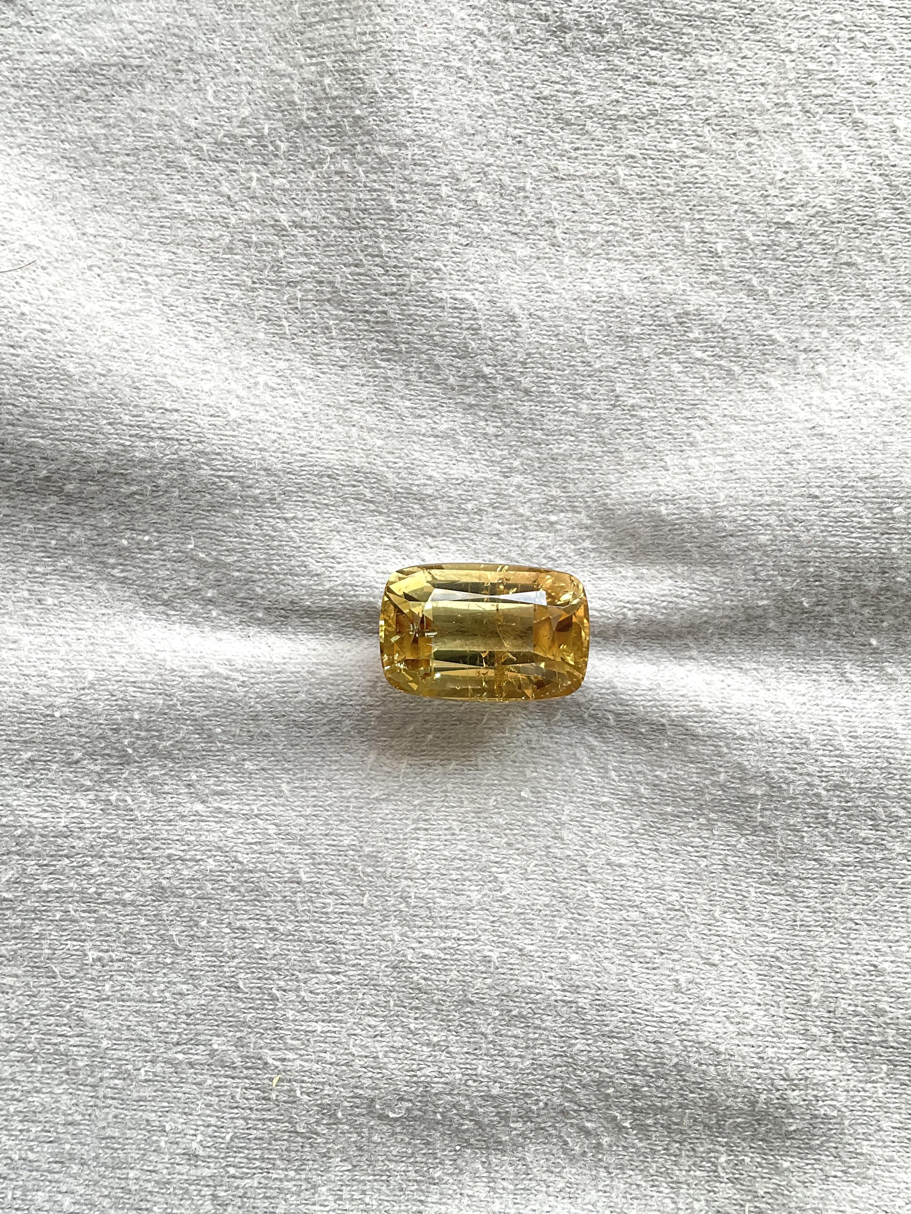Women's or Men's 14.28 Carat Yellow Orange Tourmaline Cushion Cut Stone For Jewelry Natural Gem For Sale