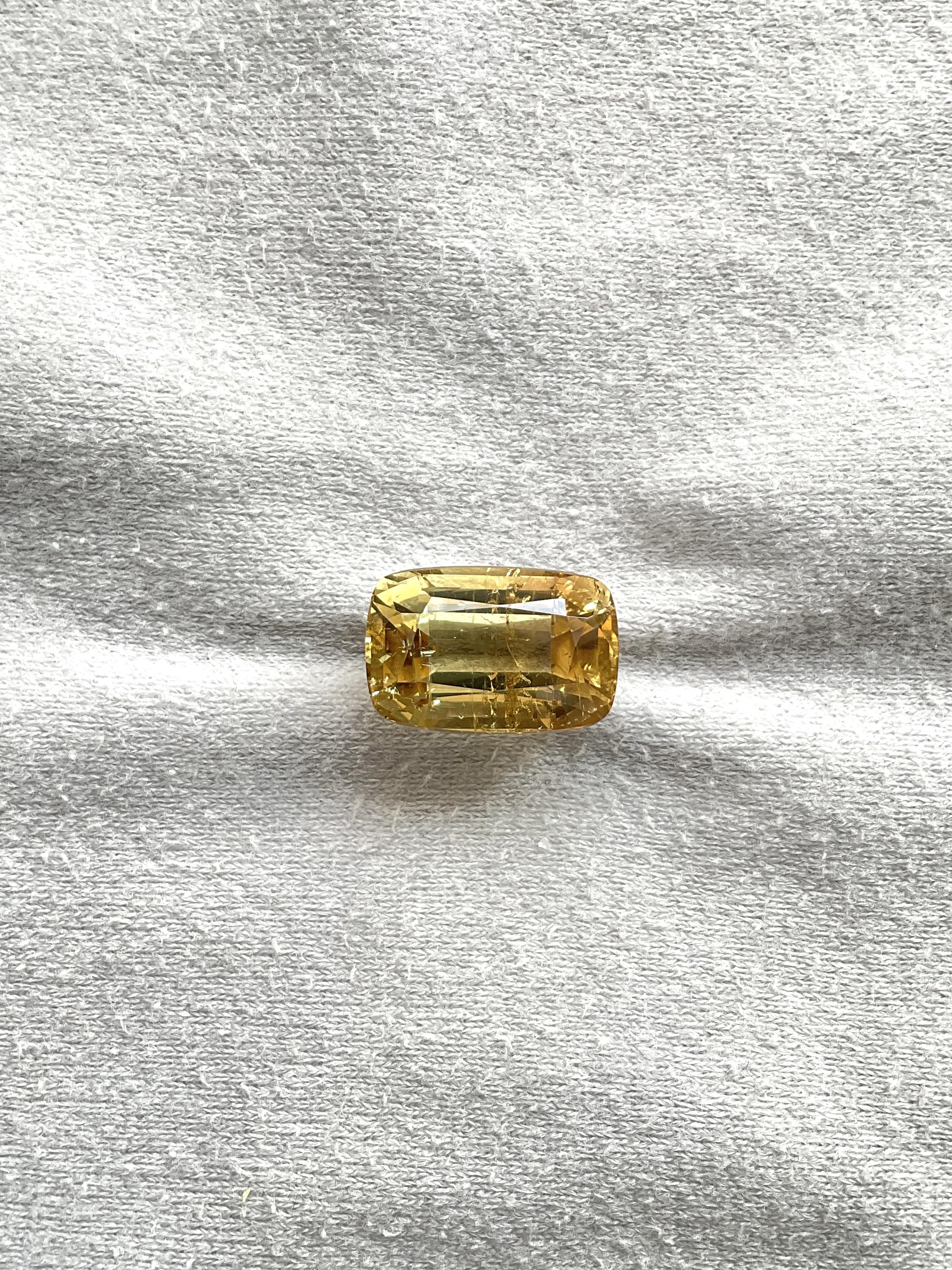 14.28 Carat Yellow Orange Tourmaline Cushion Cut Stone For Jewelry Natural Gem For Sale 1