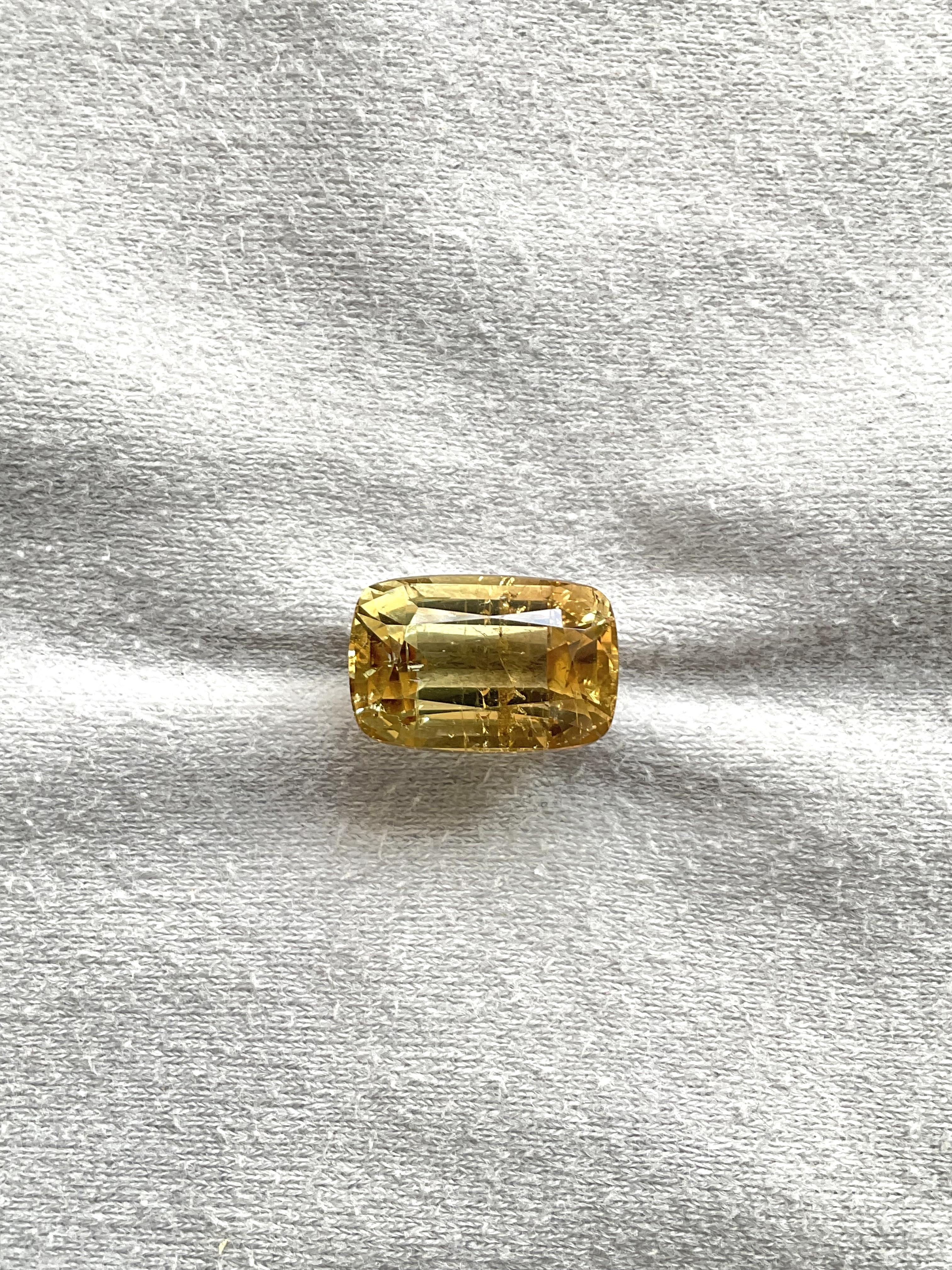 14.28 Carat Yellow Orange Tourmaline Cushion Cut Stone For Jewelry Natural Gem For Sale 2