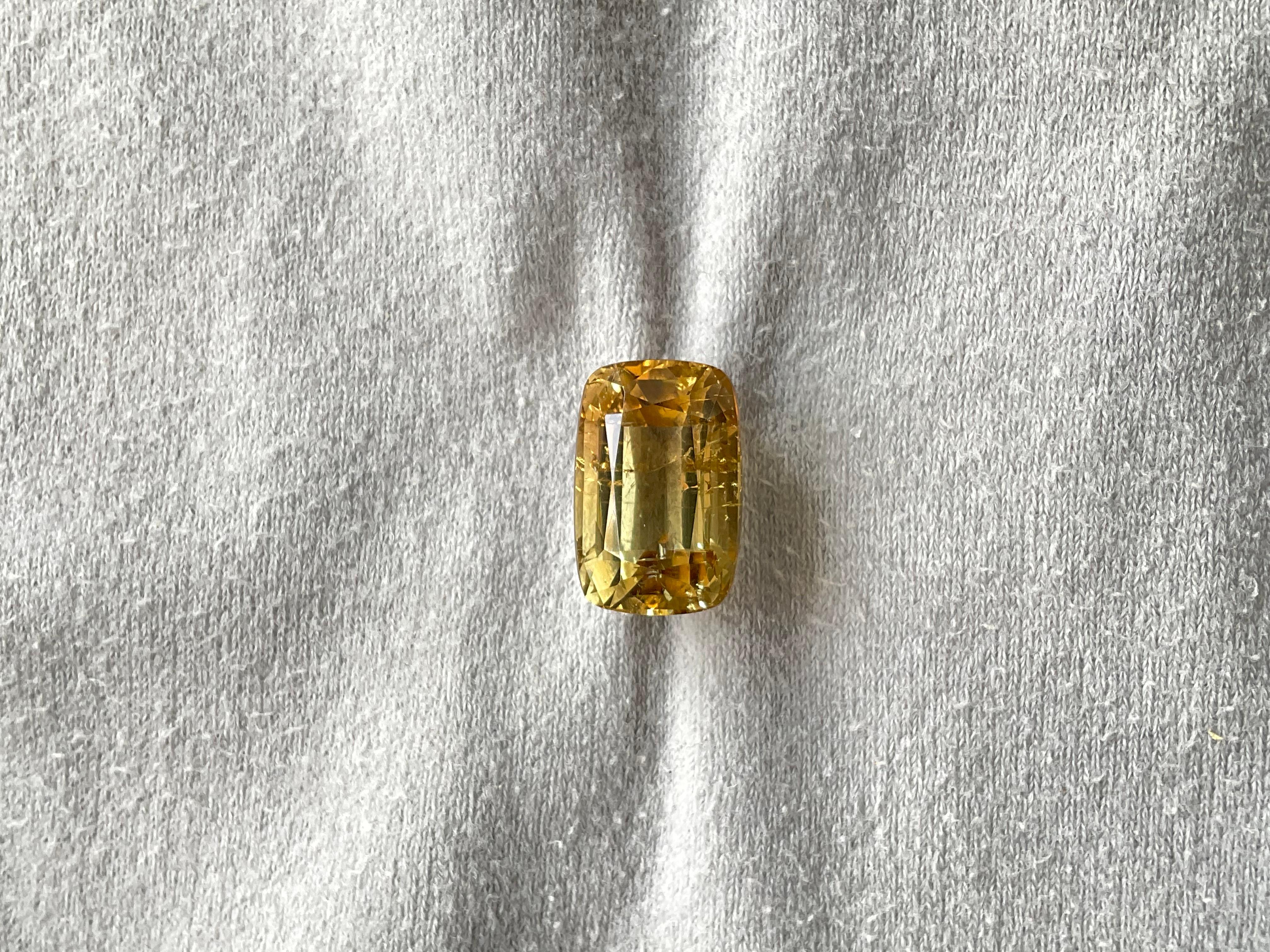 14.28 Carat Yellow Orange Tourmaline Cushion Cut Stone For Jewelry Natural Gem For Sale 3