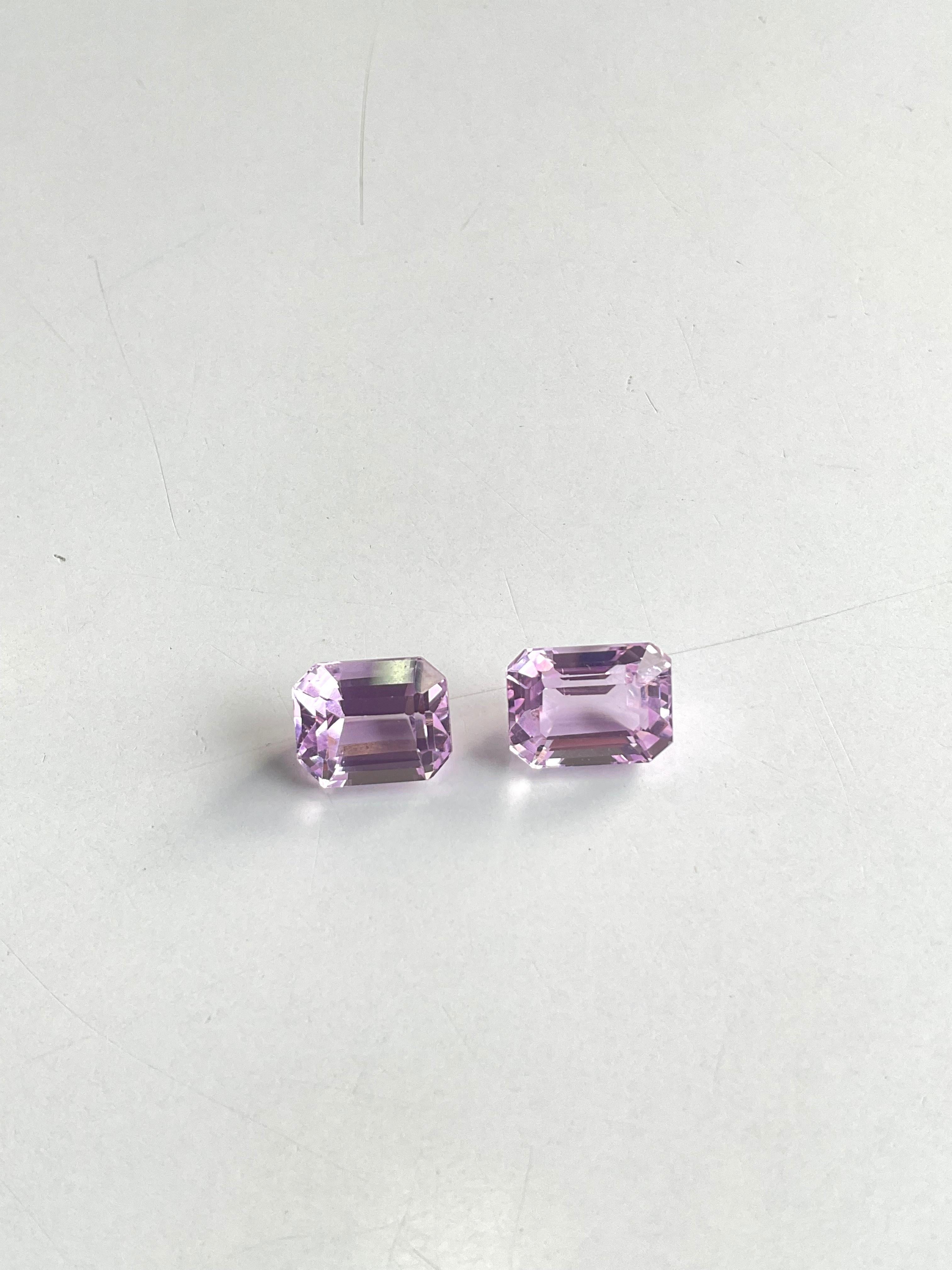 Art Deco 14.28 Carats Pink Kunzite Octagon Natural Cut Stones For Fine Gem Jewellery For Sale