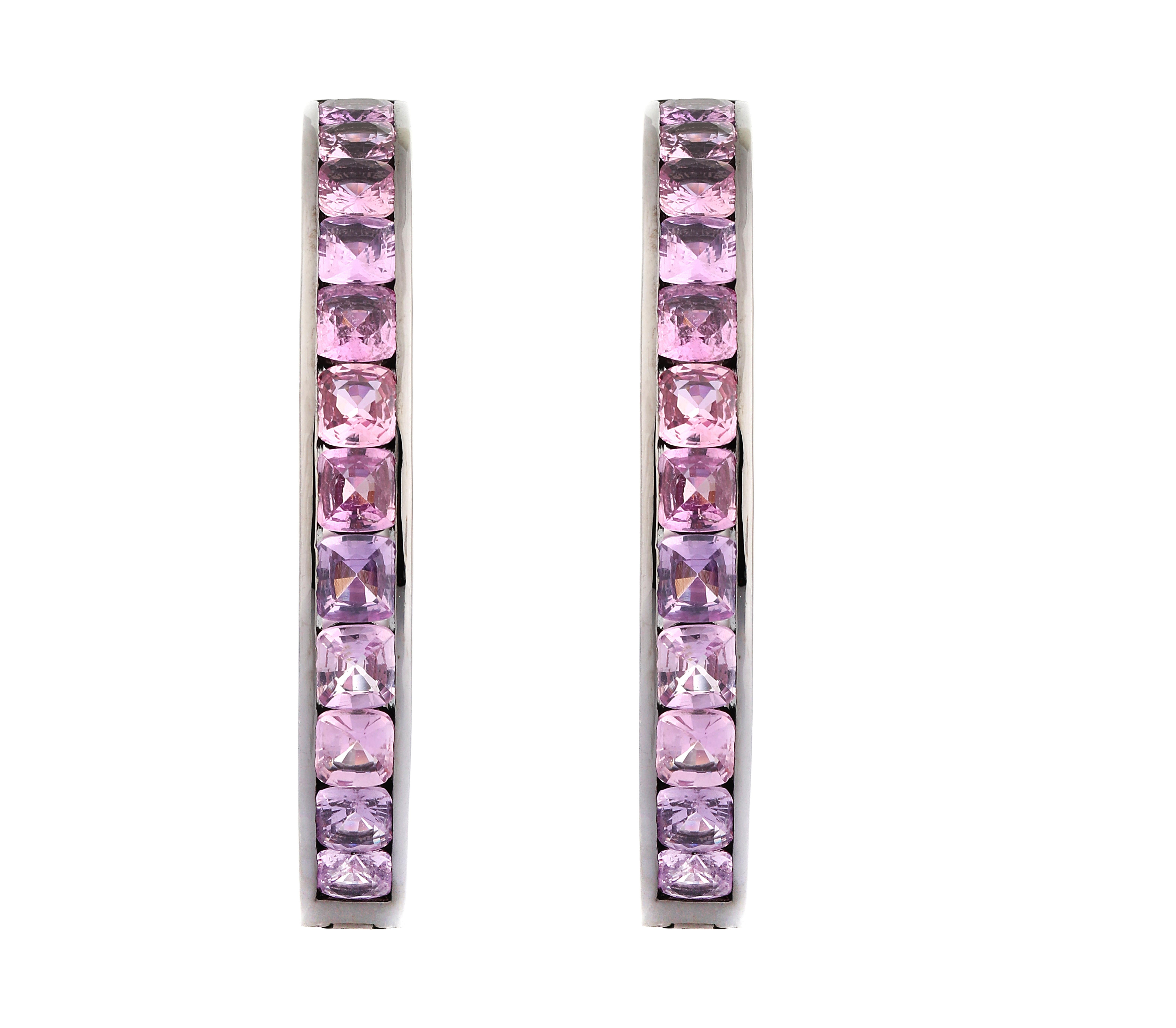 14.28 Carats Pink Sapphire Hoop Earrings in Art-Deco Style

You are like the wind. You should await for nobody. You are fearless. You are free. You should shine in all your splendors and you should charm in all your glory. You should always head