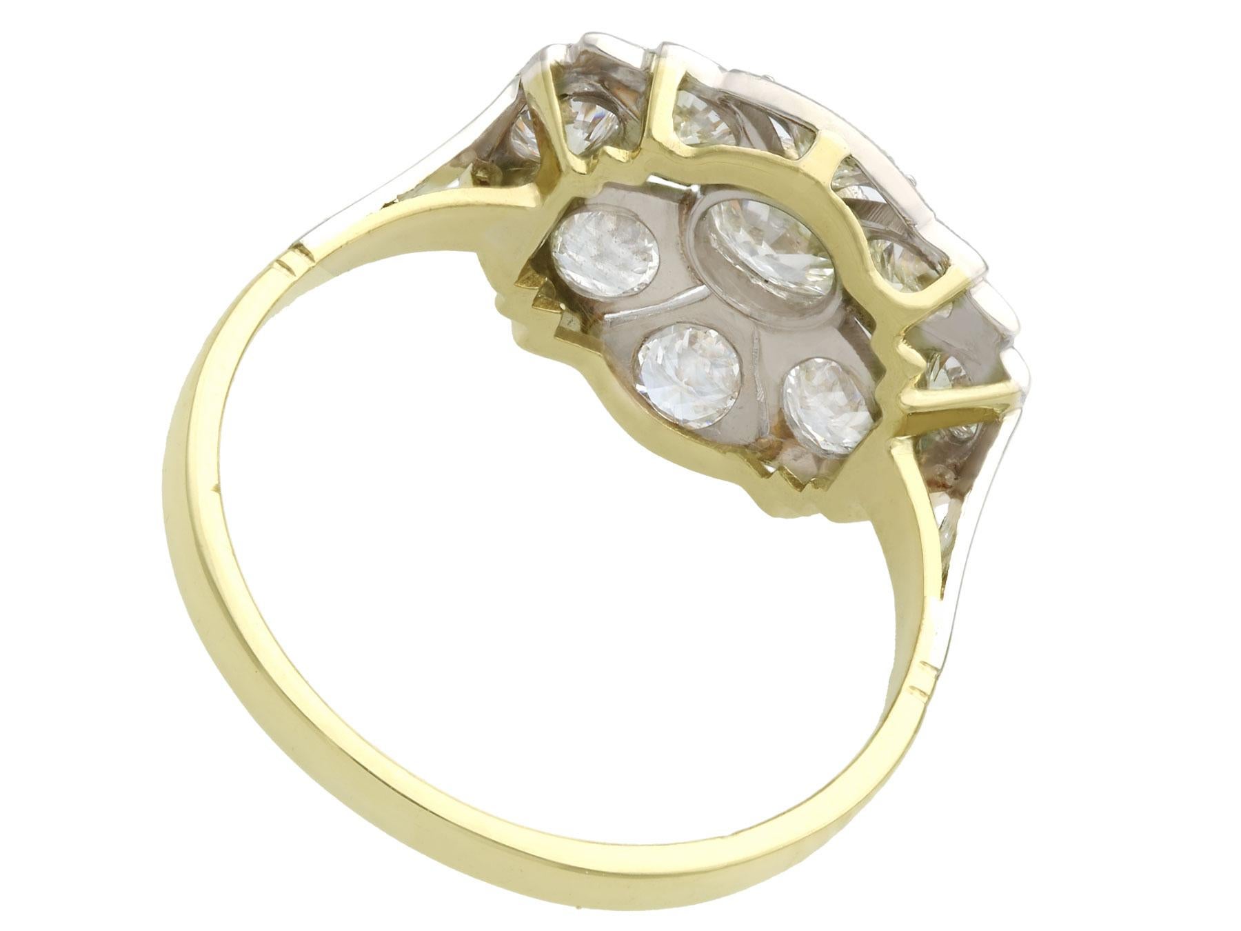 Art Deco 1.42 Carat Diamond and Yellow Gold Cocktail Ring, Circa 1925 In Excellent Condition For Sale In Jesmond, Newcastle Upon Tyne
