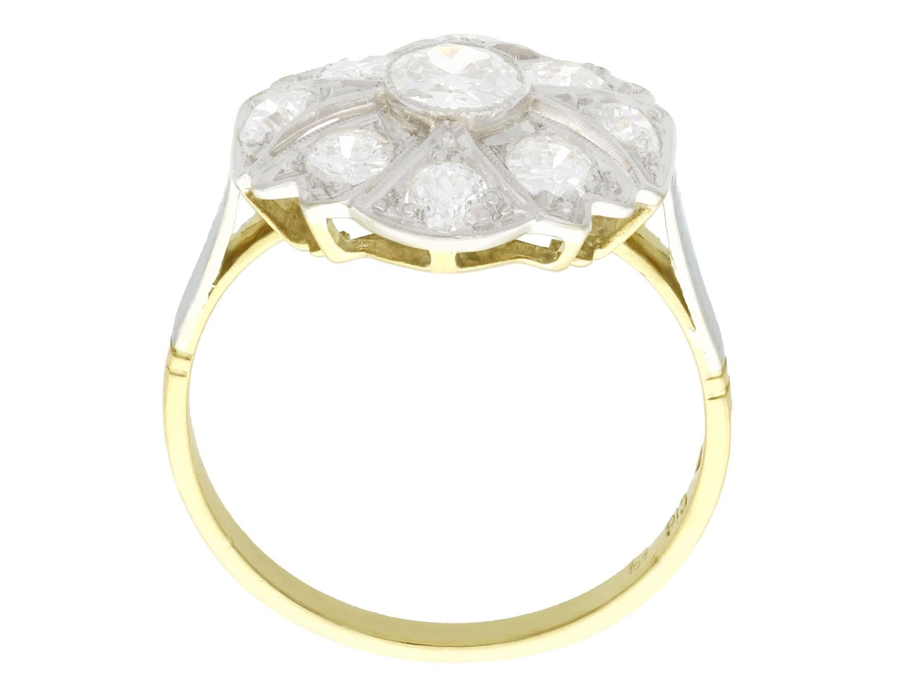 Women's Art Deco 1.42 Carat Diamond and Yellow Gold Cocktail Ring, Circa 1925 For Sale