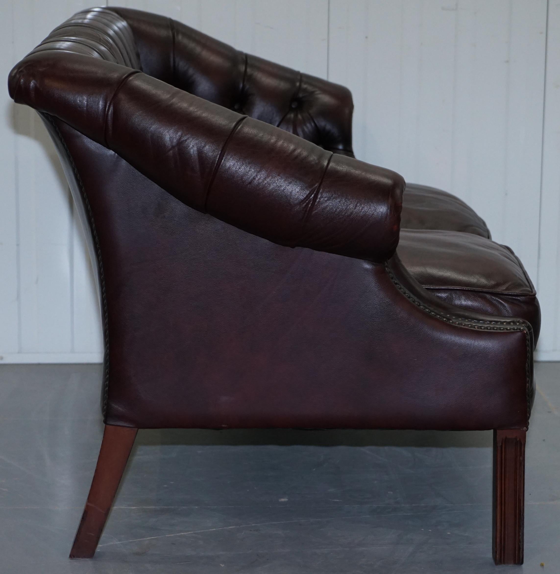 Chesterfield Lutyen's Style Viceroy's Oxblood Leather Two-Seat Sofa 10