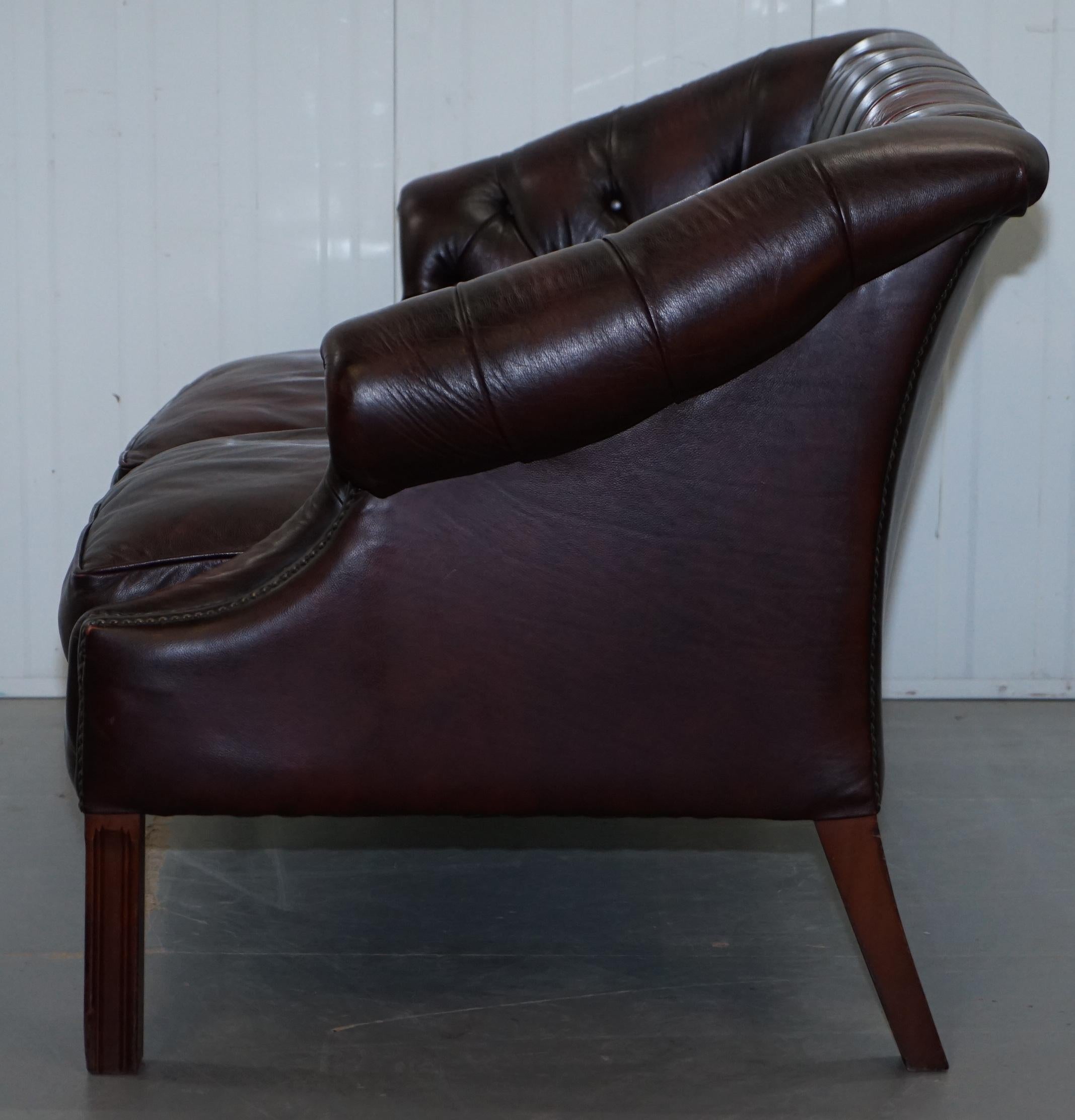 Chesterfield Lutyen's Style Viceroy's Oxblood Leather Two-Seat Sofa 12