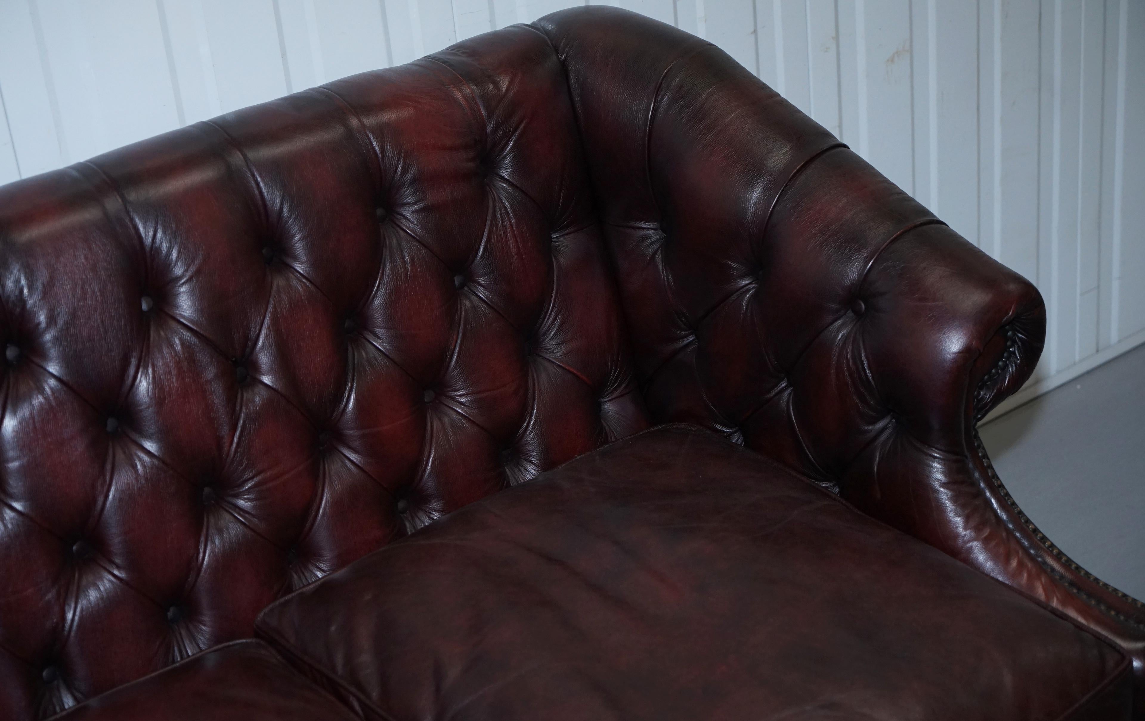 English Chesterfield Lutyen's Style Viceroy's Oxblood Leather Two-Seat Sofa