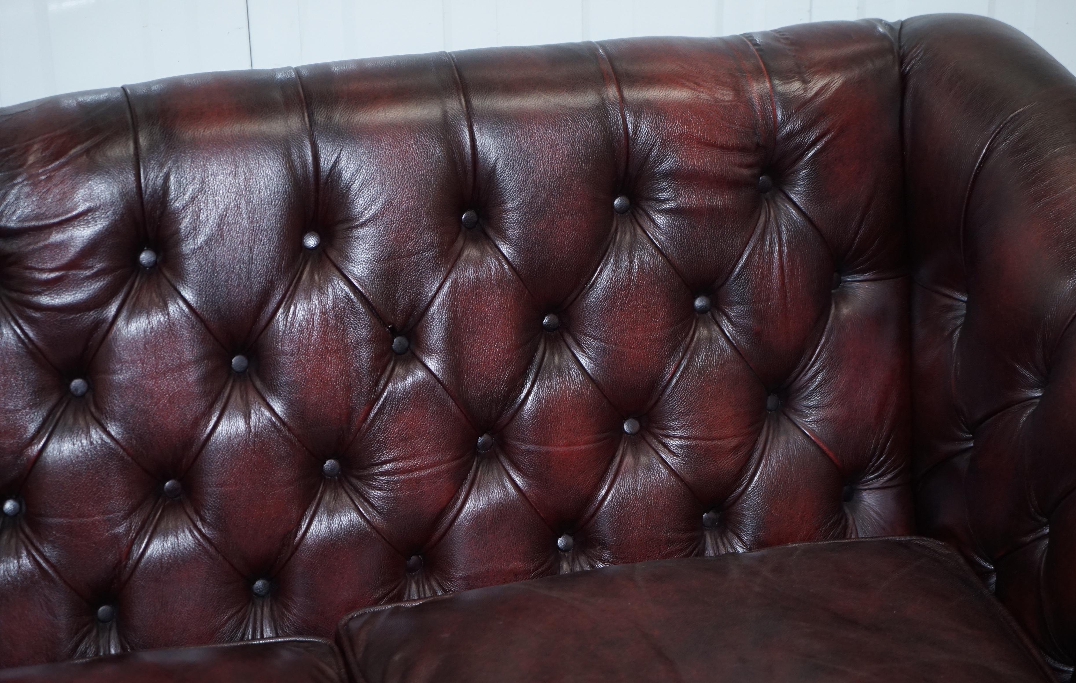 Hand-Crafted Chesterfield Lutyen's Style Viceroy's Oxblood Leather Two-Seat Sofa