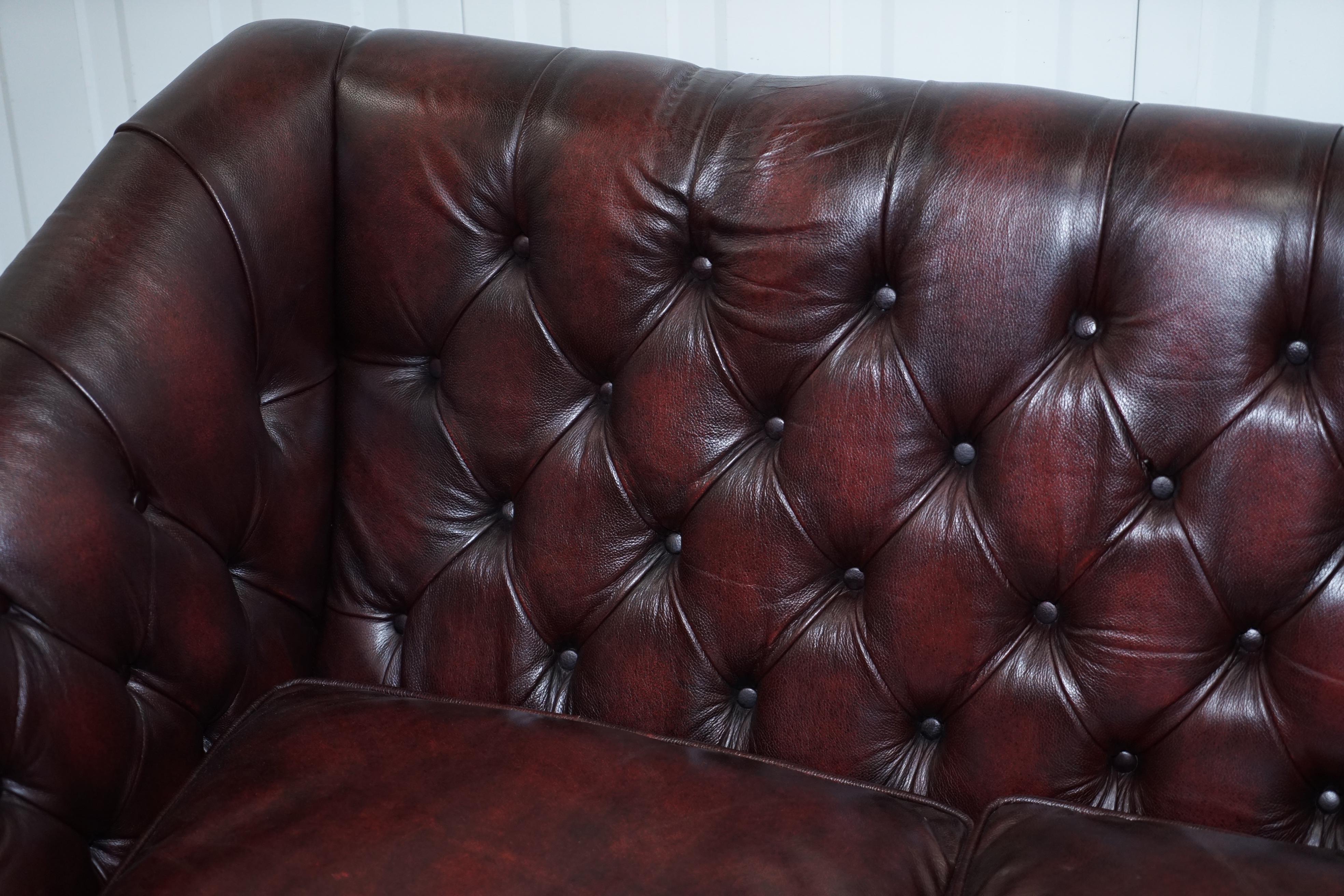 Contemporary Chesterfield Lutyen's Style Viceroy's Oxblood Leather Two-Seat Sofa