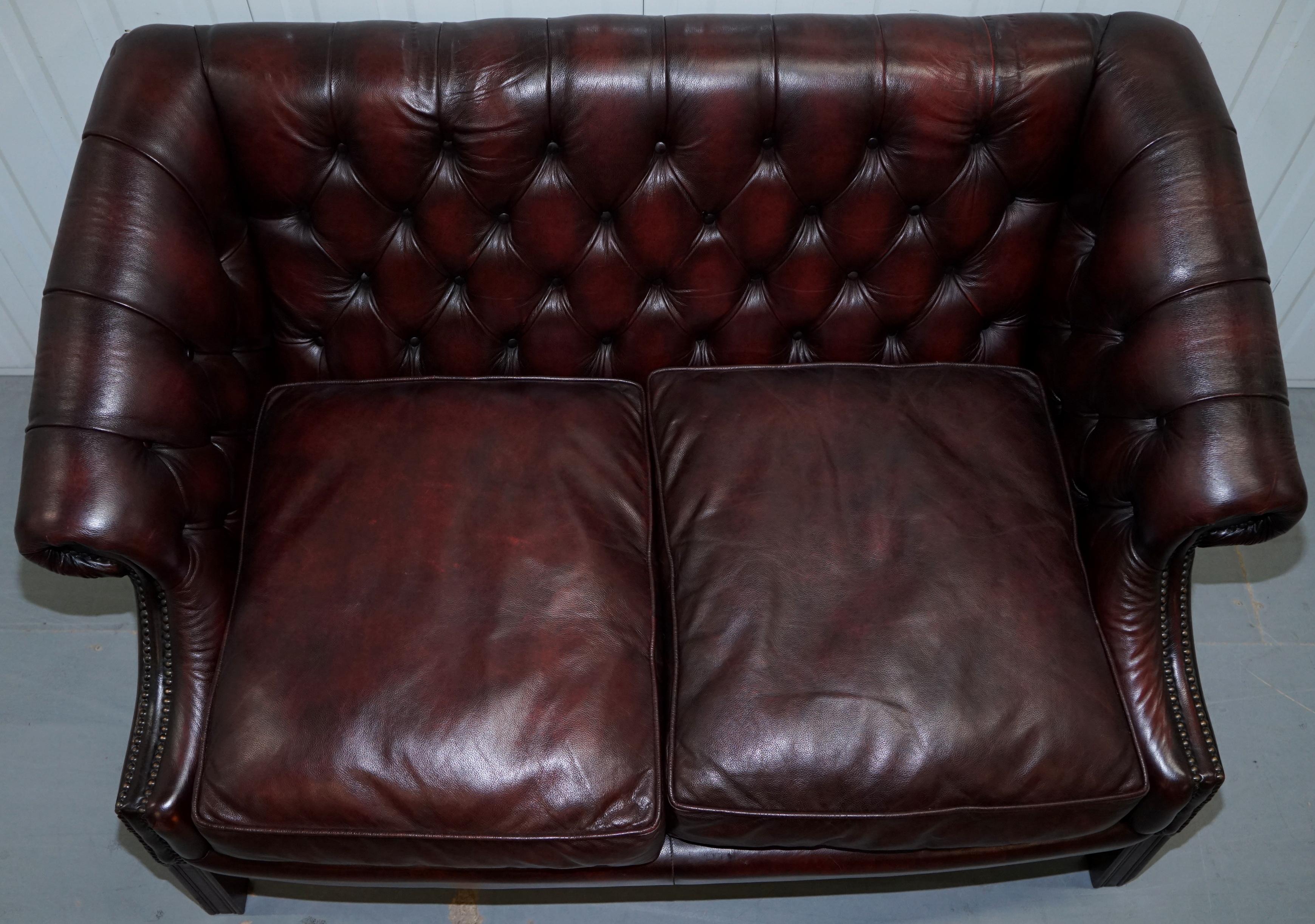 Chesterfield Lutyen's Style Viceroy's Oxblood Leather Two-Seat Sofa 1