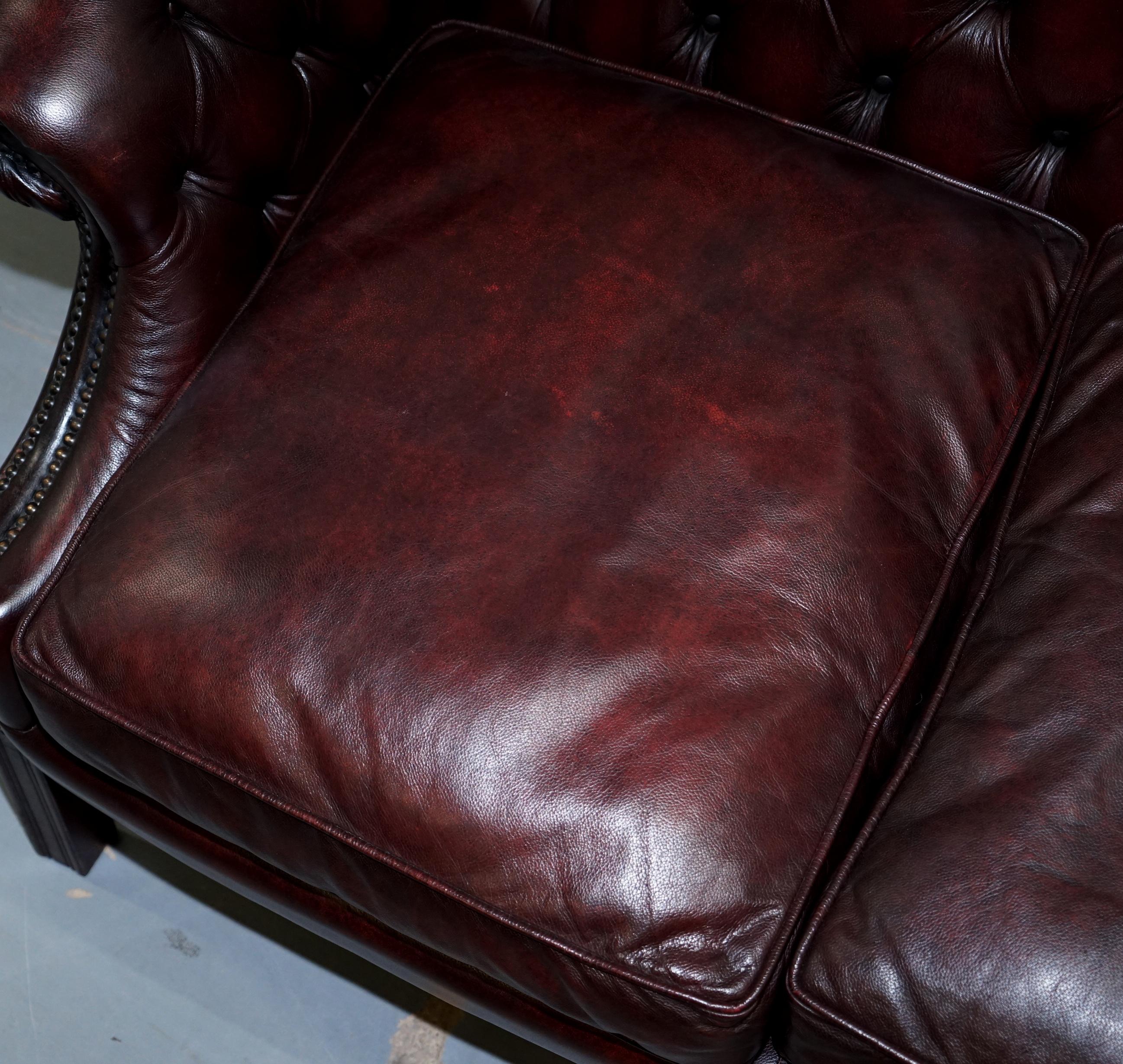 Chesterfield Lutyen's Style Viceroy's Oxblood Leather Two-Seat Sofa 2