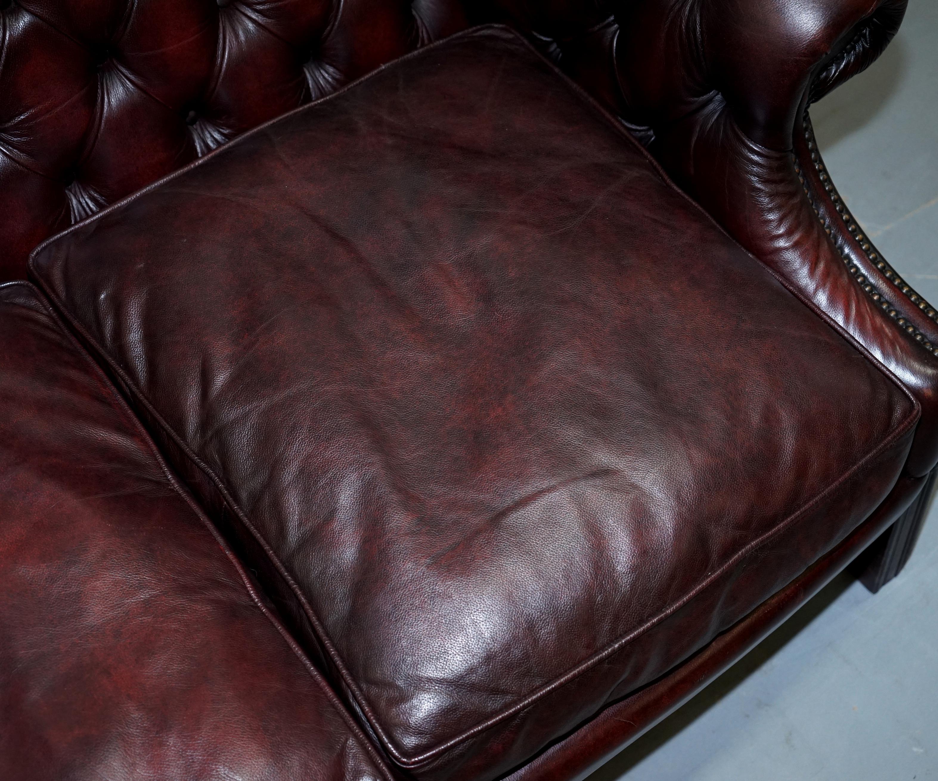 Chesterfield Lutyen's Style Viceroy's Oxblood Leather Two-Seat Sofa 3