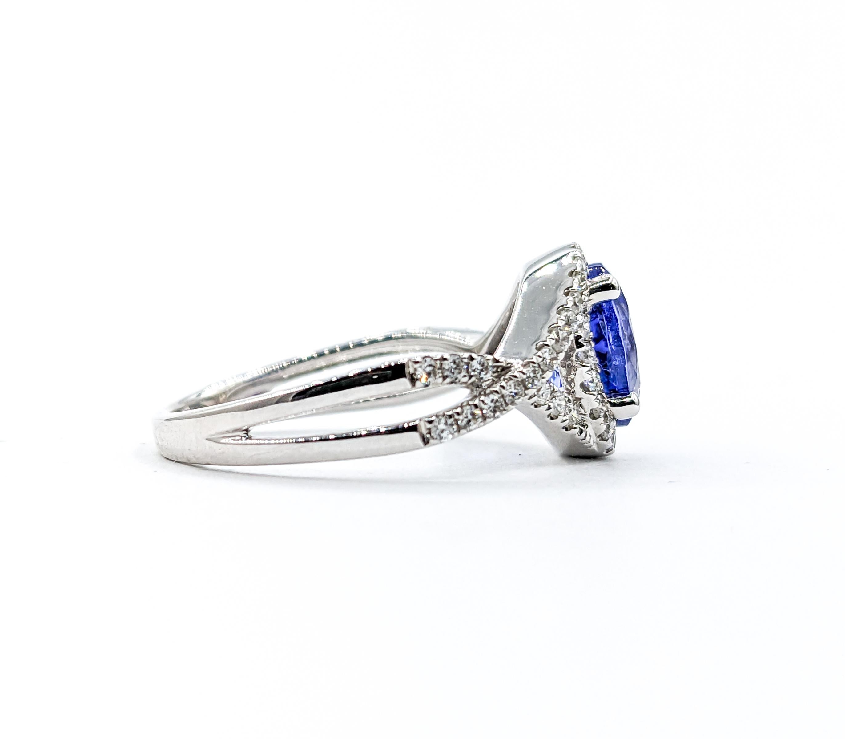 For Sale:  1.42ct Blue Tanzanite & Diamond Ring In White Gold 10