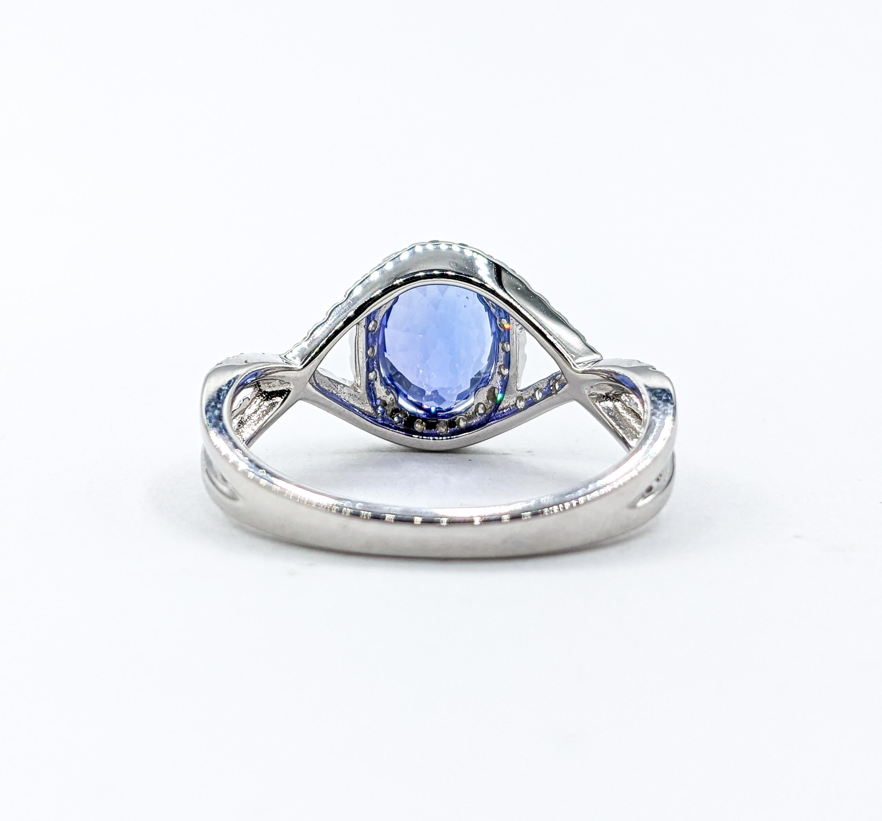 For Sale:  1.42ct Blue Tanzanite & Diamond Ring In White Gold 11