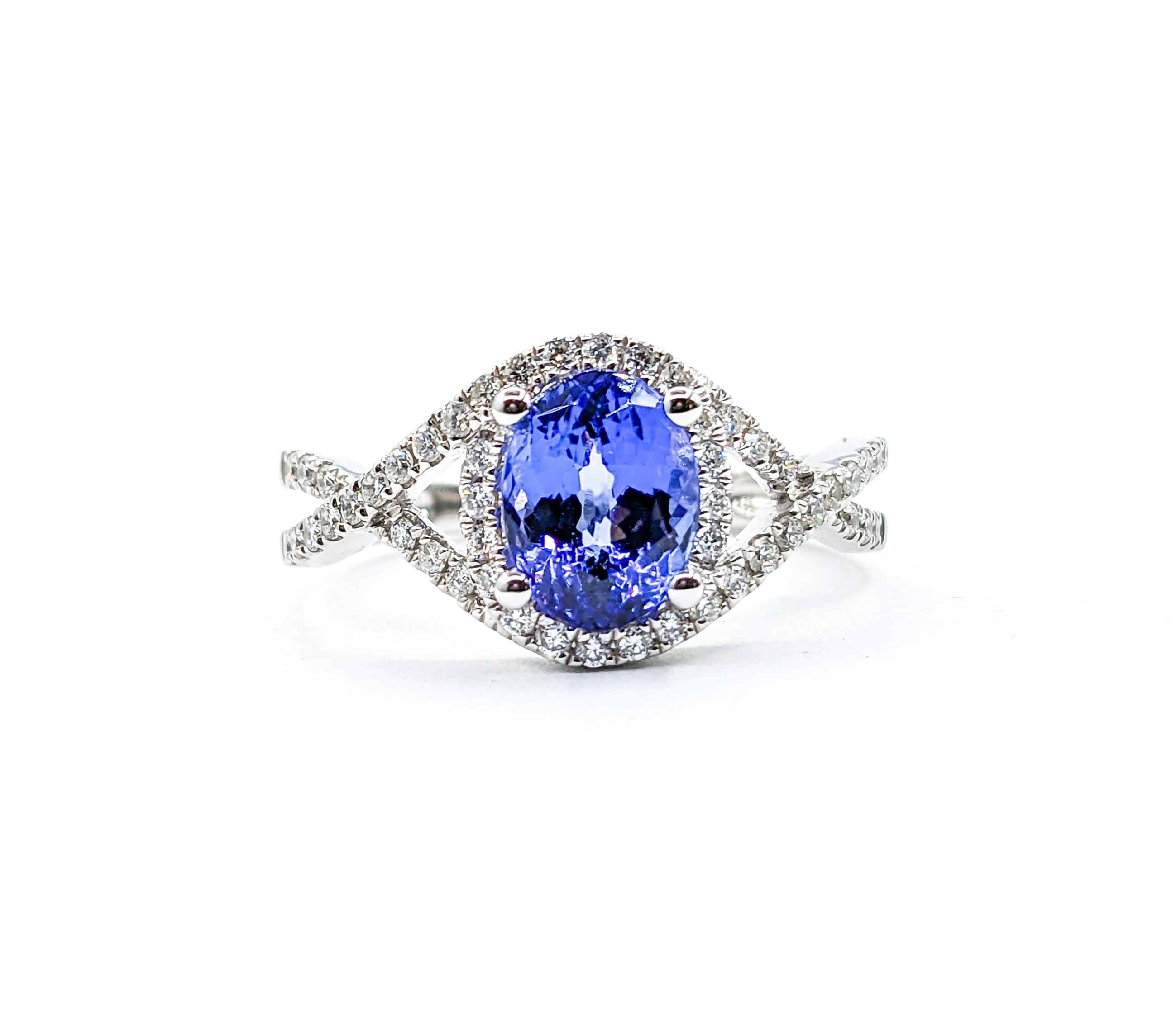 For Sale:  1.42ct Blue Tanzanite & Diamond Ring In White Gold 4