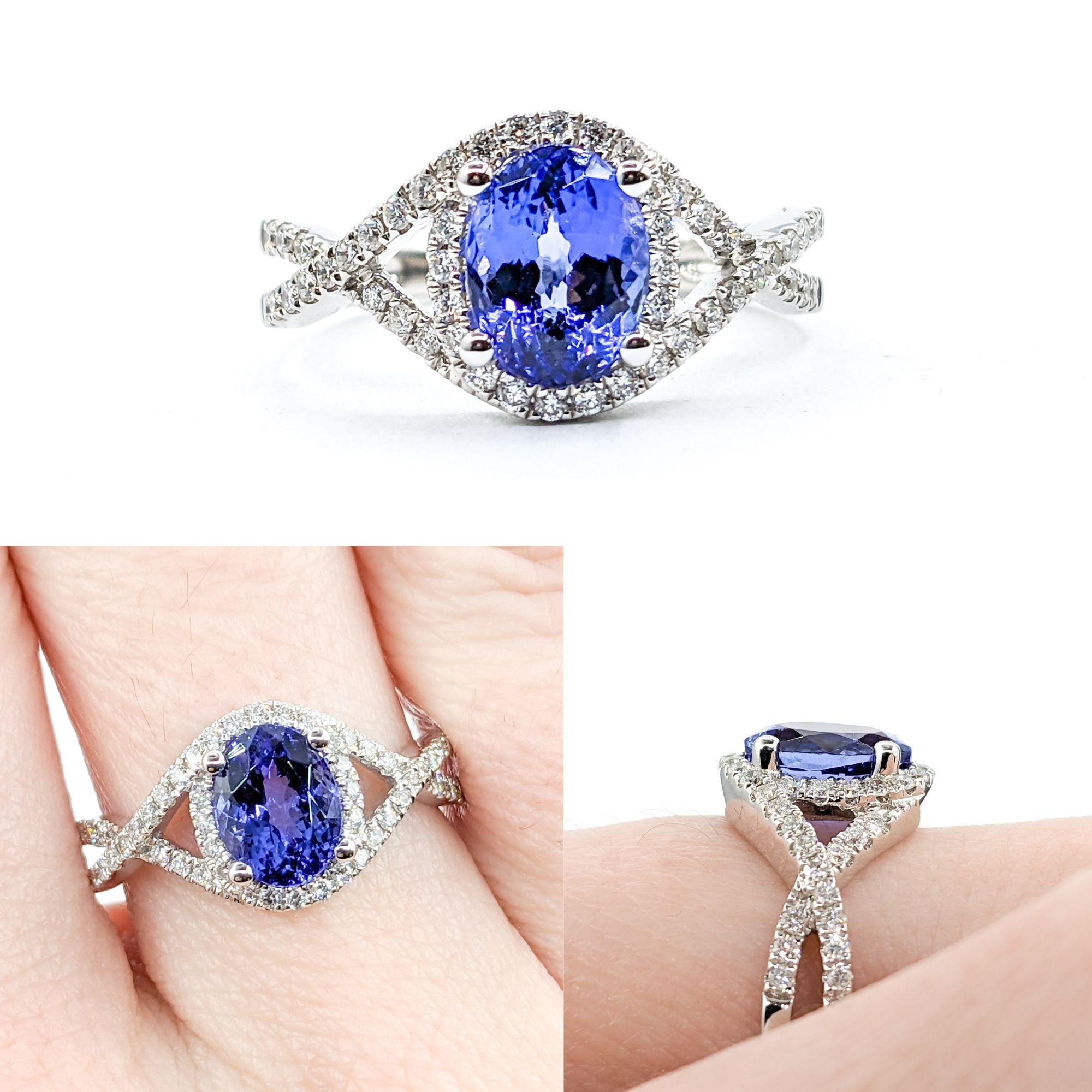For Sale:  1.42ct Blue Tanzanite & Diamond Ring In White Gold 5